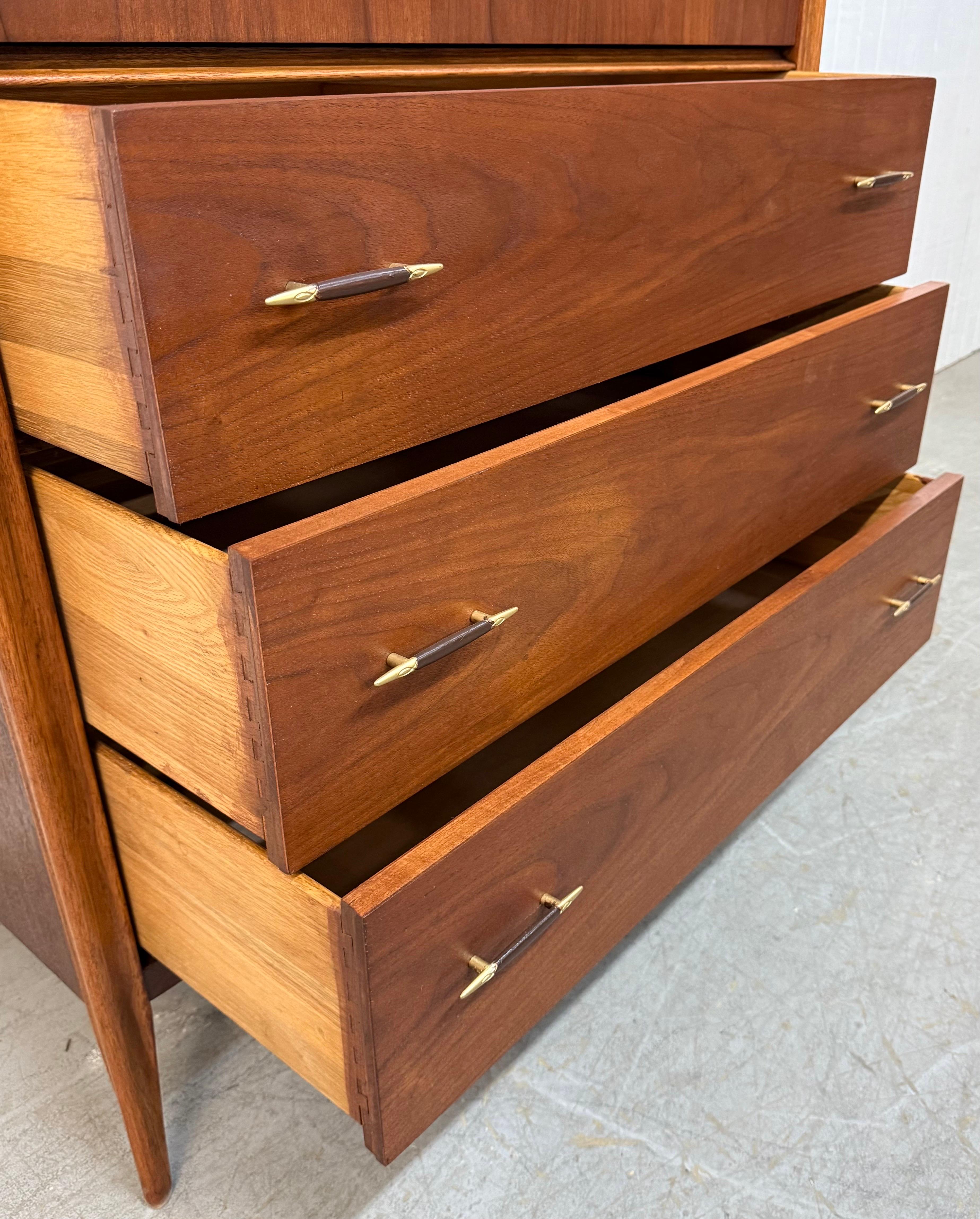 Mid-Century Modern Broyhill Saga Walnut High Chest For Sale 2