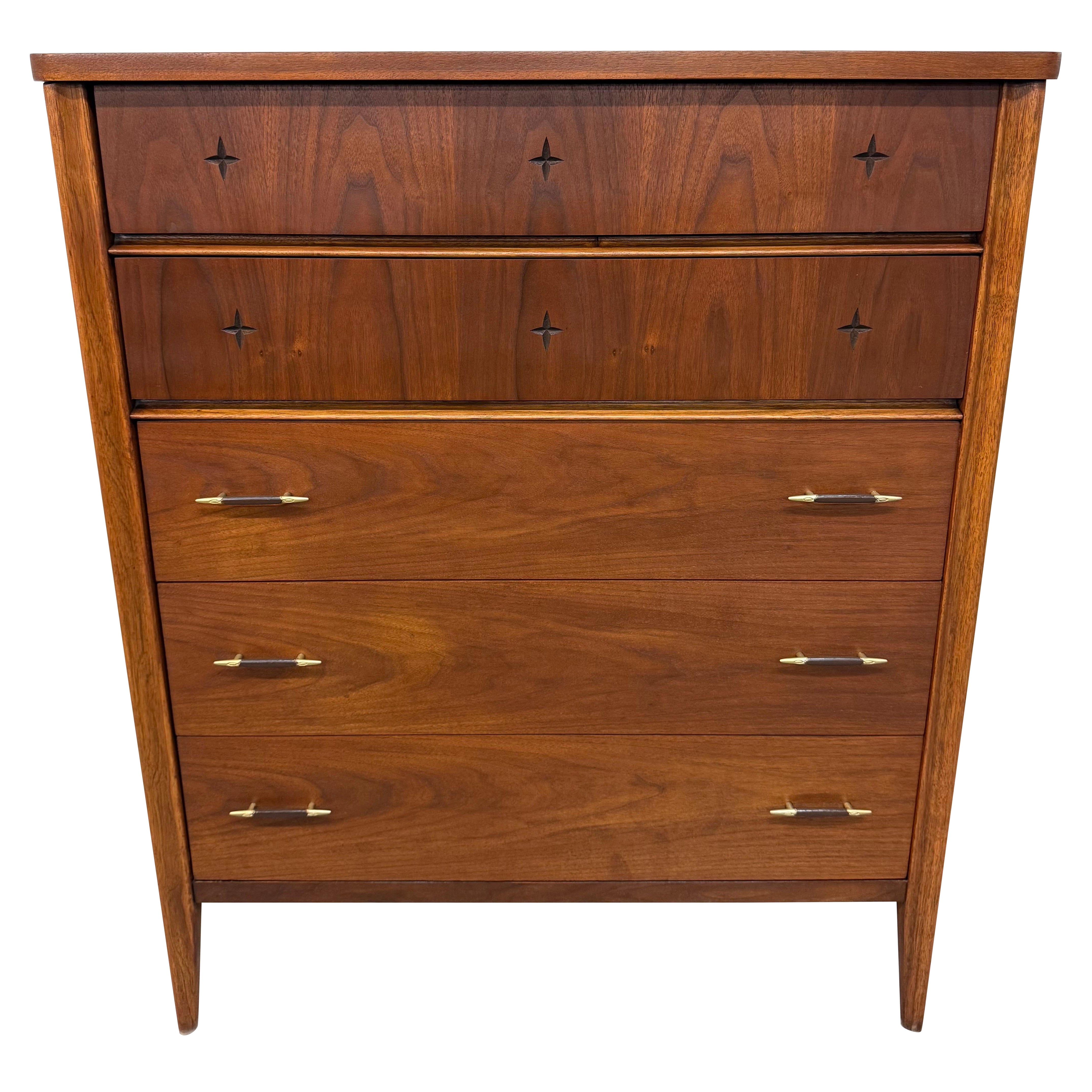 Mid-Century Modern Broyhill Saga Walnut High Chest