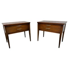 Mid-Century Modern Broyhill Saga Walnut Nightstands - Set of 2 - Refinished!