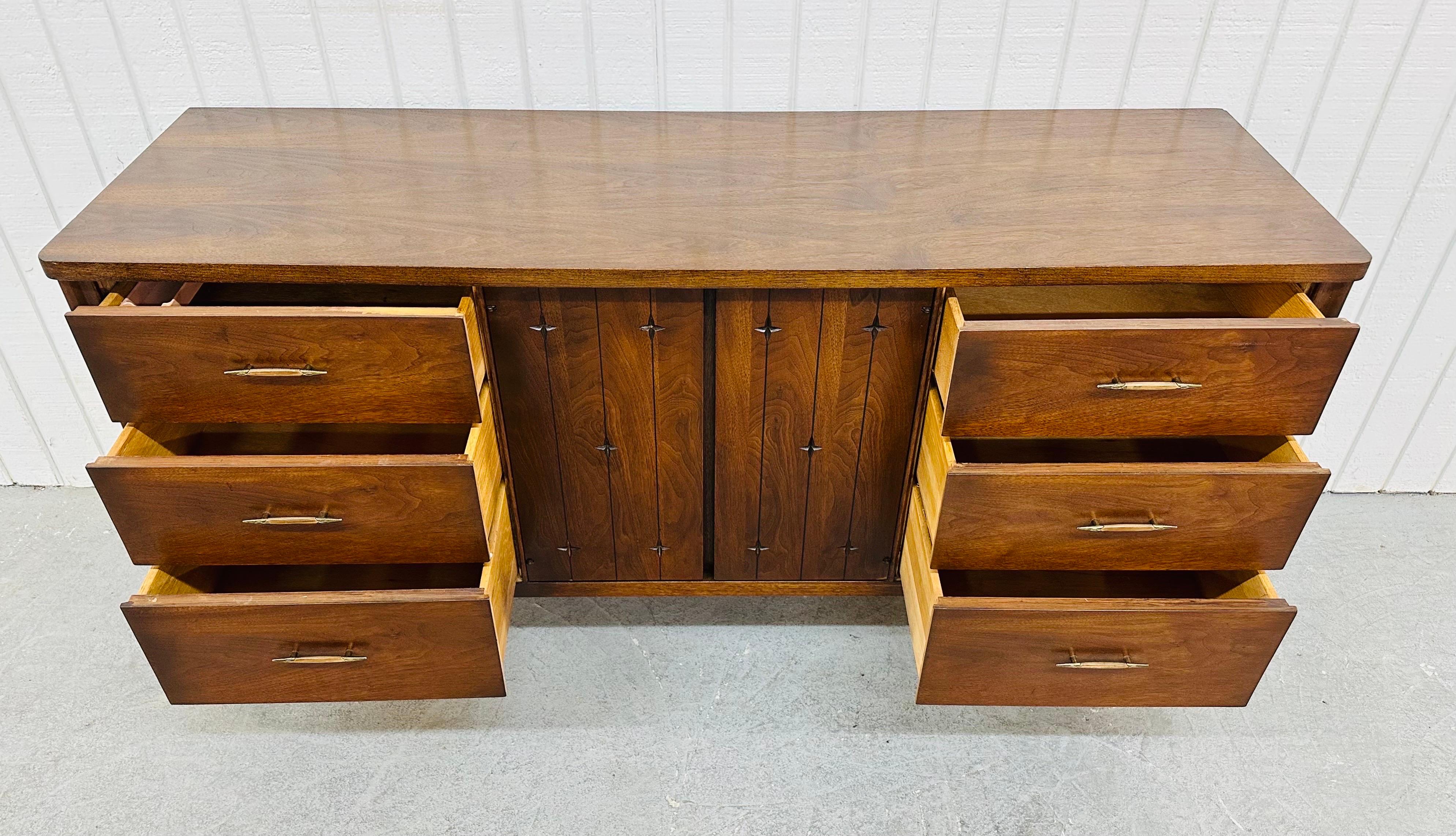Mid-Century Modern Broyhill Saga Walnut Triple Dresser 4