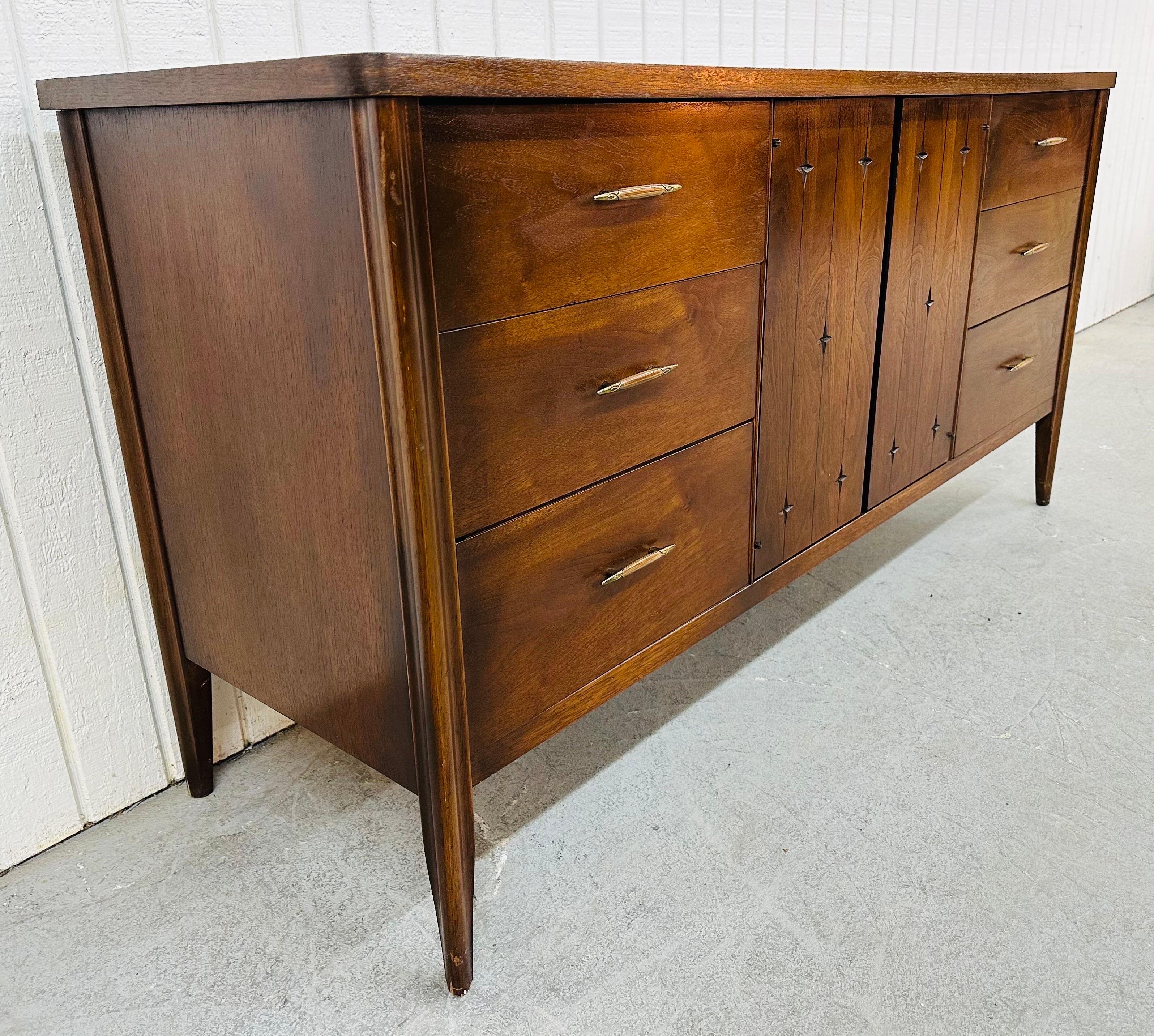 American Mid-Century Modern Broyhill Saga Walnut Triple Dresser
