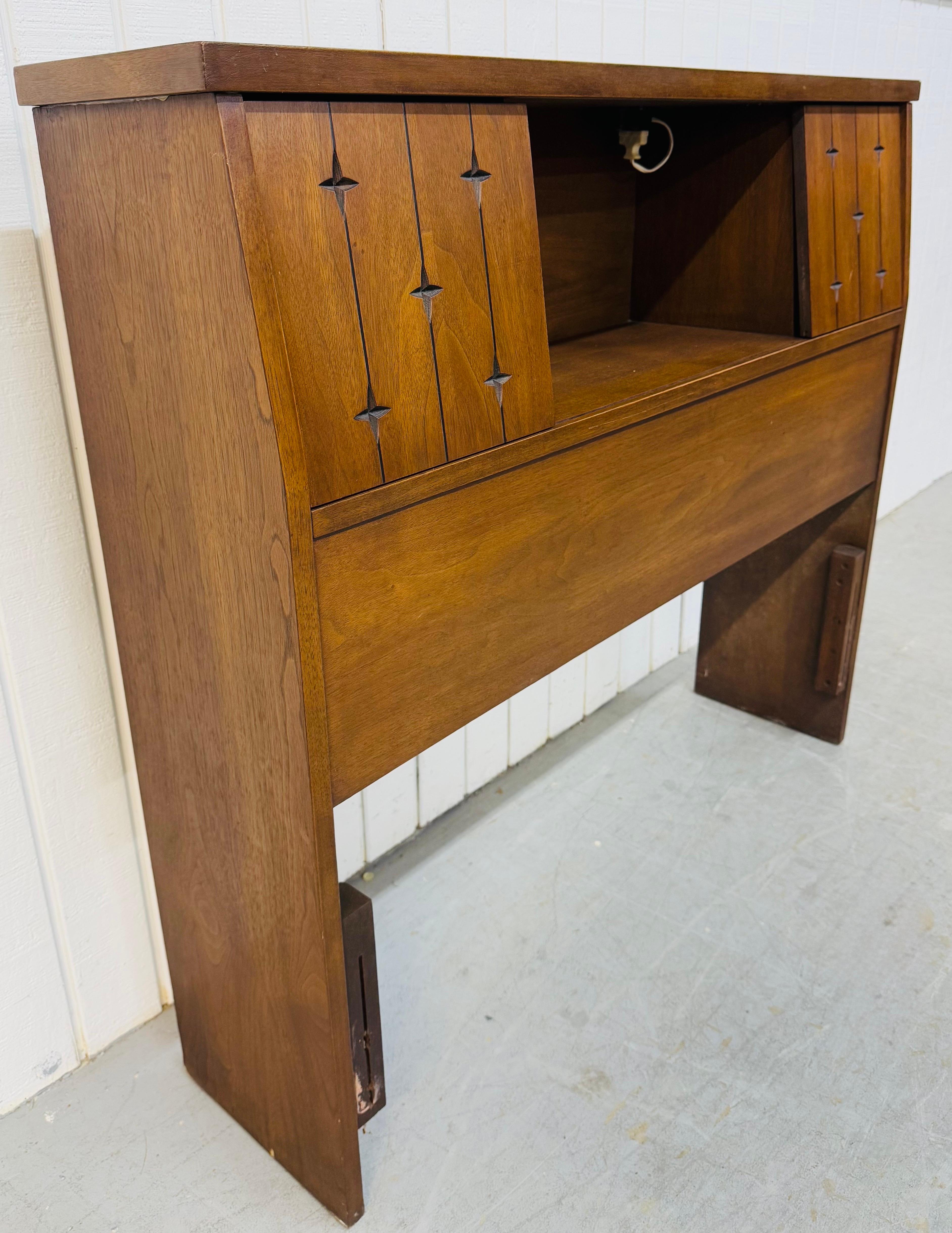American Mid-Century Modern Broyhill Saga Walnut Twin Size Headboard For Sale