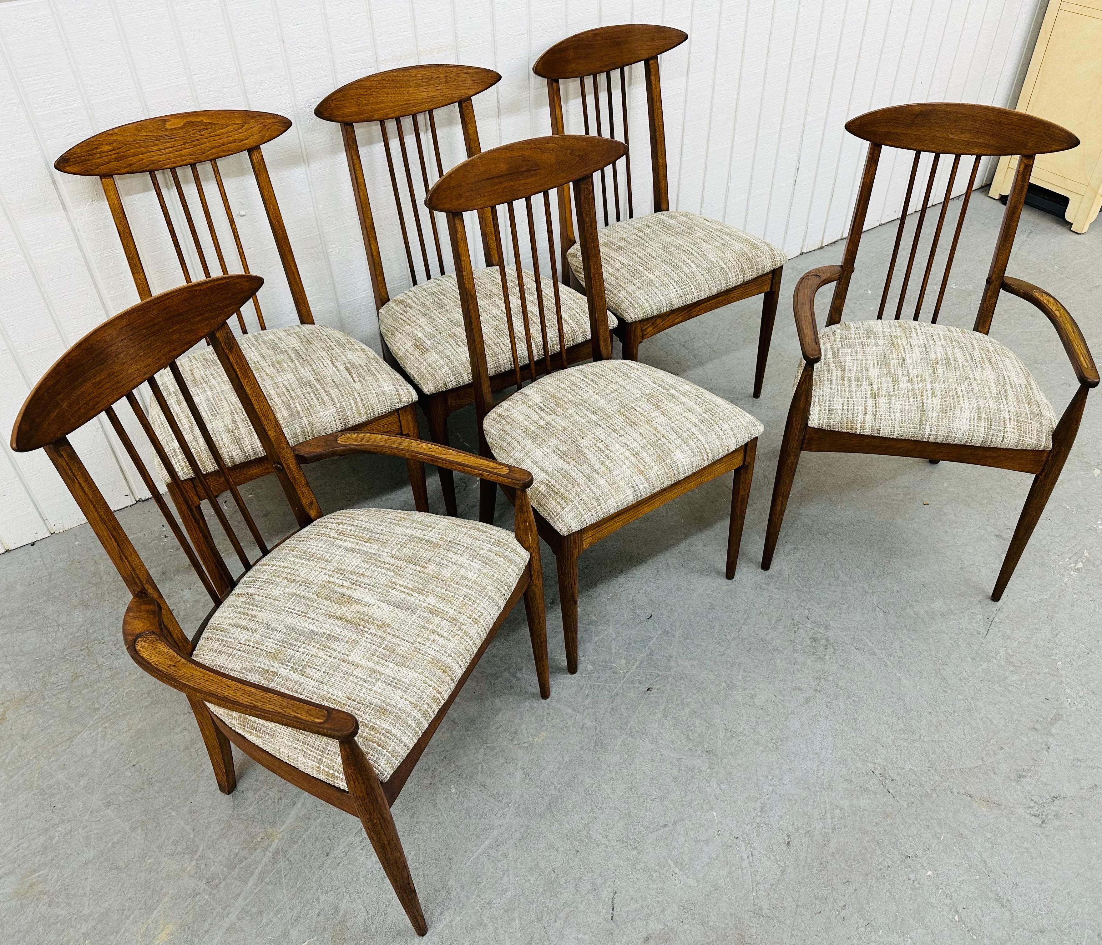 American Mid-Century Modern Broyhill Sculptra Walnut Dining Chairs - Set of 6