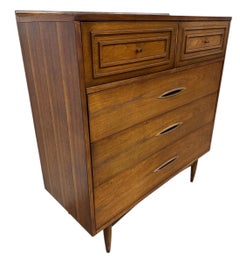 Mid-Century Modern Broyhill Sculptra Walnut High Chest