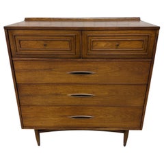 Mid-Century Modern Broyhill Sculptra Walnut High Chest