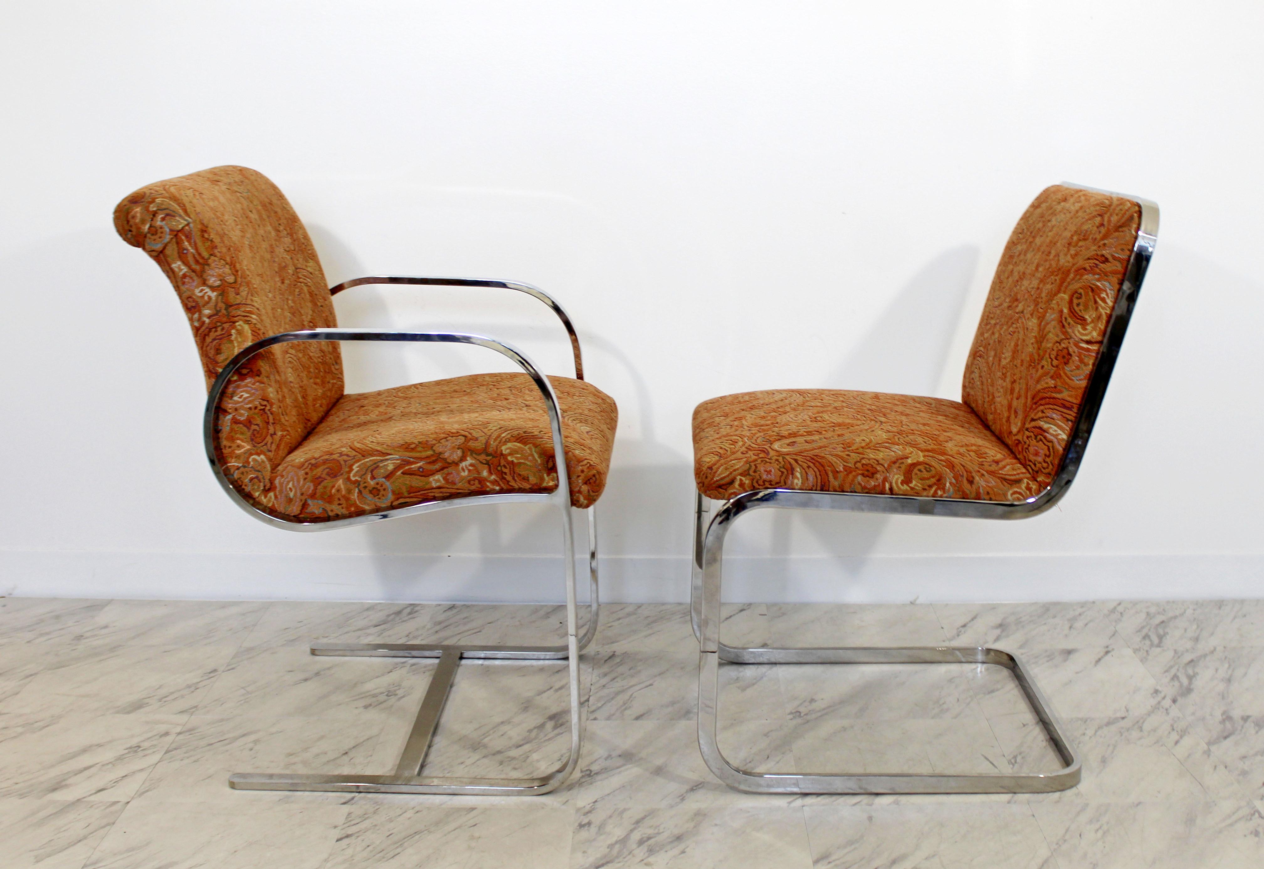 Mid-20th Century Mid-Century Modern Brueton Set of Six Chrome Cantilever Dining Chairs, 1960s