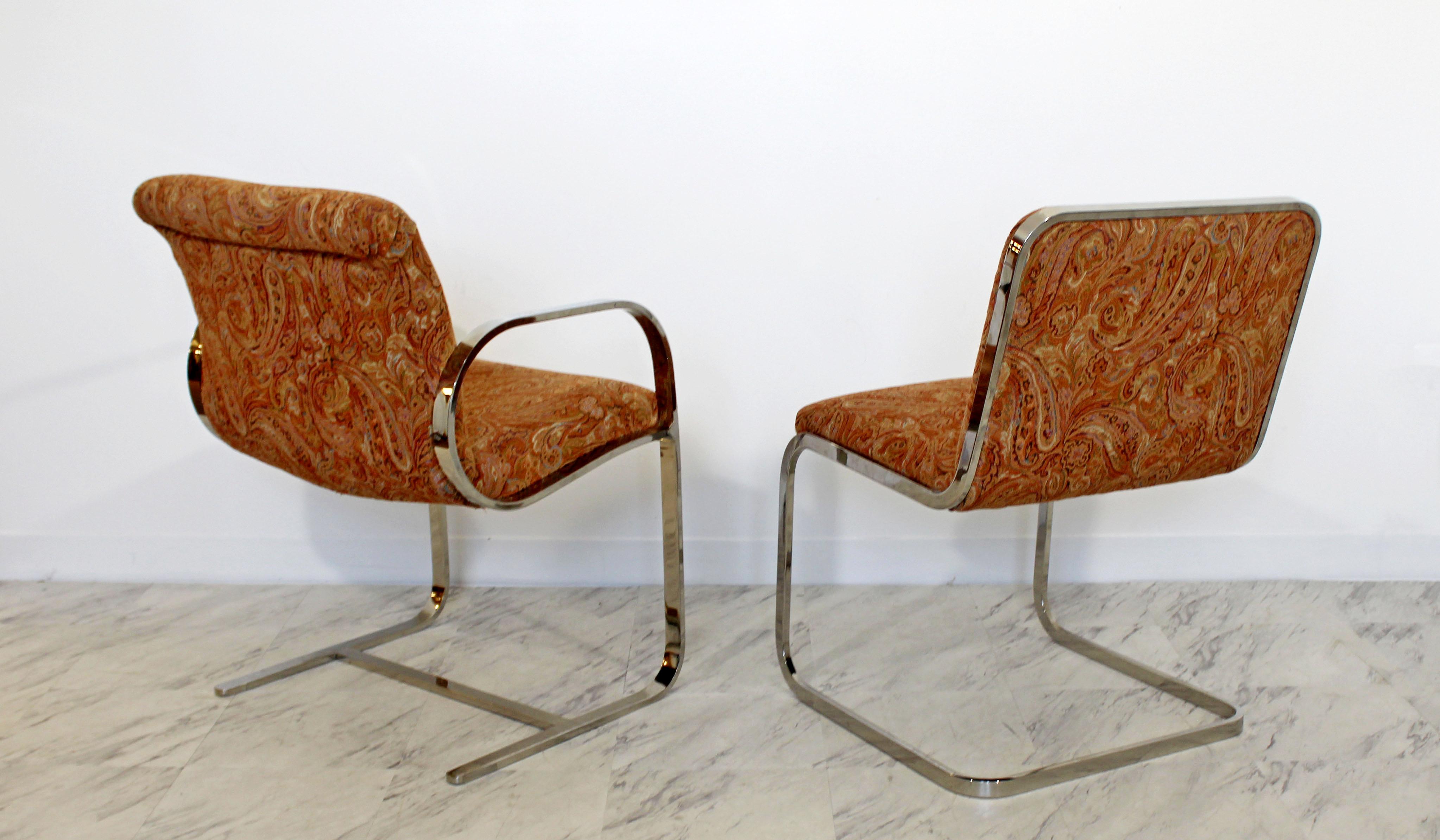 Mid-Century Modern Brueton Set of Six Chrome Cantilever Dining Chairs, 1960s 1