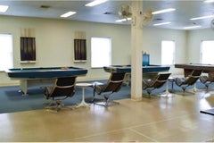 Mid-Century Modern Brunswick Gold Crown I Billiards Pool Table with Blue Aprons