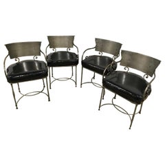 Mid-Century Modern Brush Metal Garden Armchairs