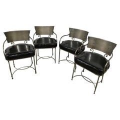 Mid-Century Modern Brush Metal Garden Armchairs