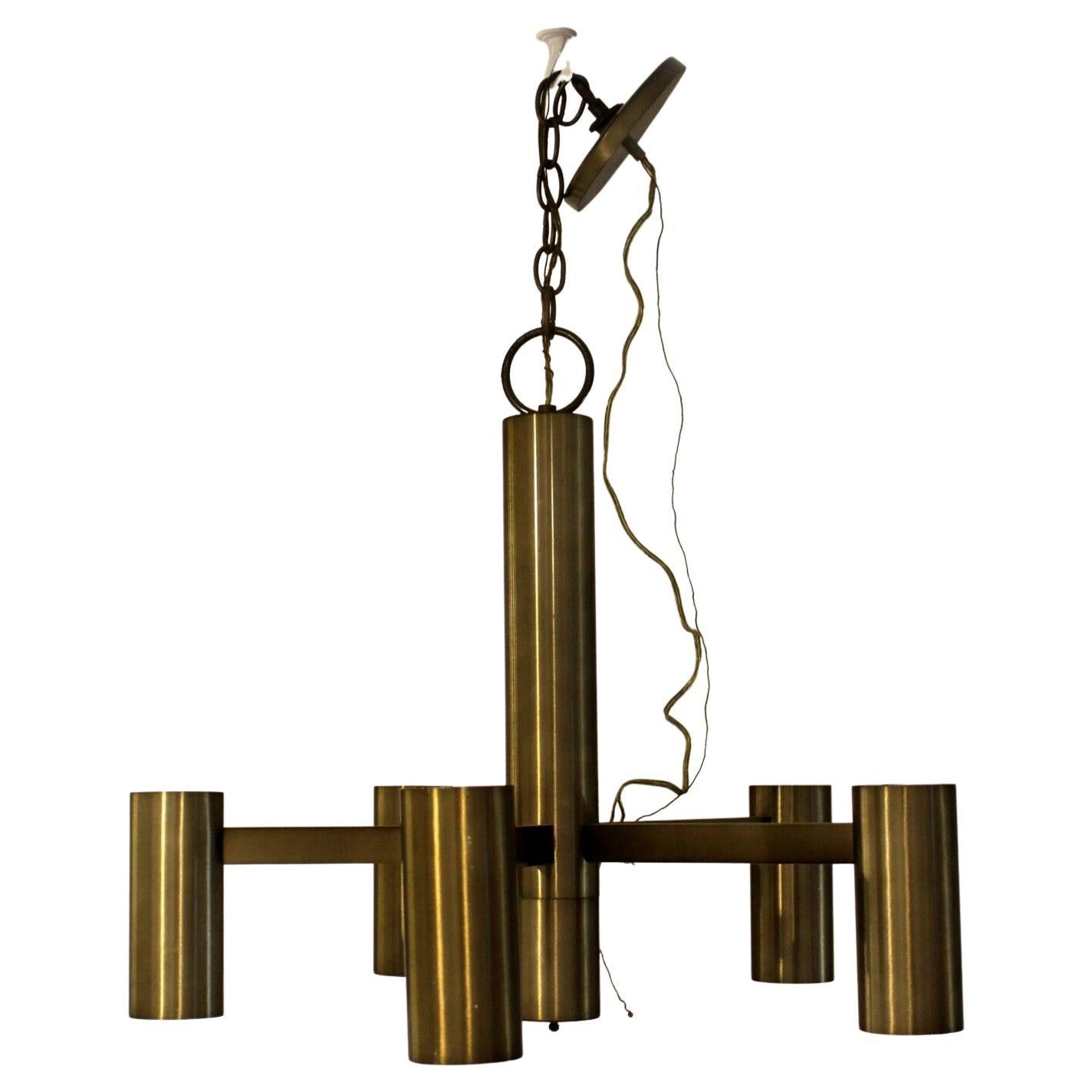 MidCentury Modern Brass Chandelier at 1stDibs