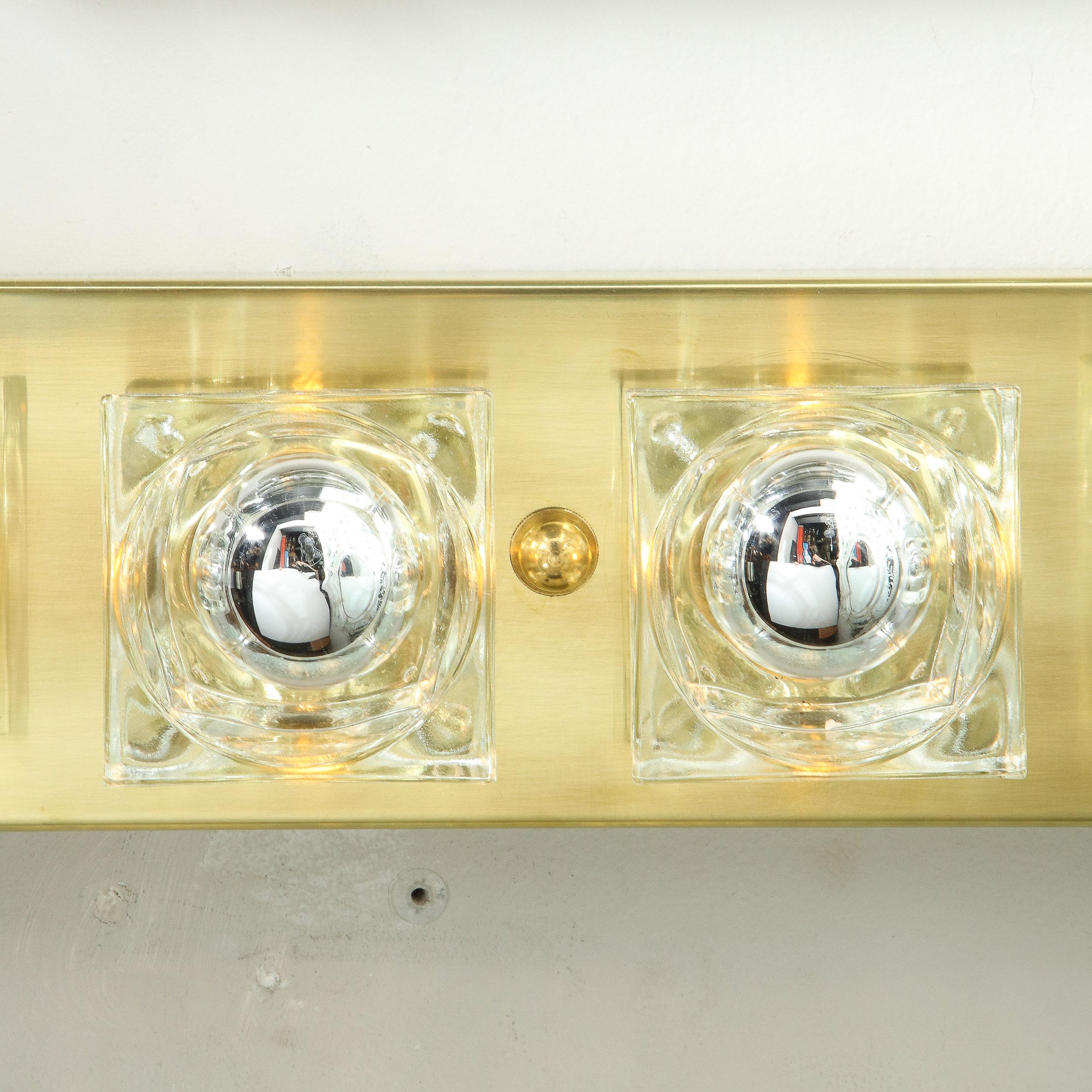 italien Coiffeuse moderne mi-siècle en laiton brossé et verre à cubes translucide de Sciolari en vente
