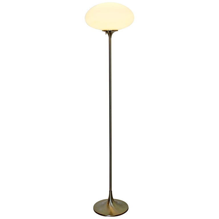 Mid Century Modern Brushed Steel Gl Mushroom Standing Floor Mid Century Modern Brushed Steel Gl