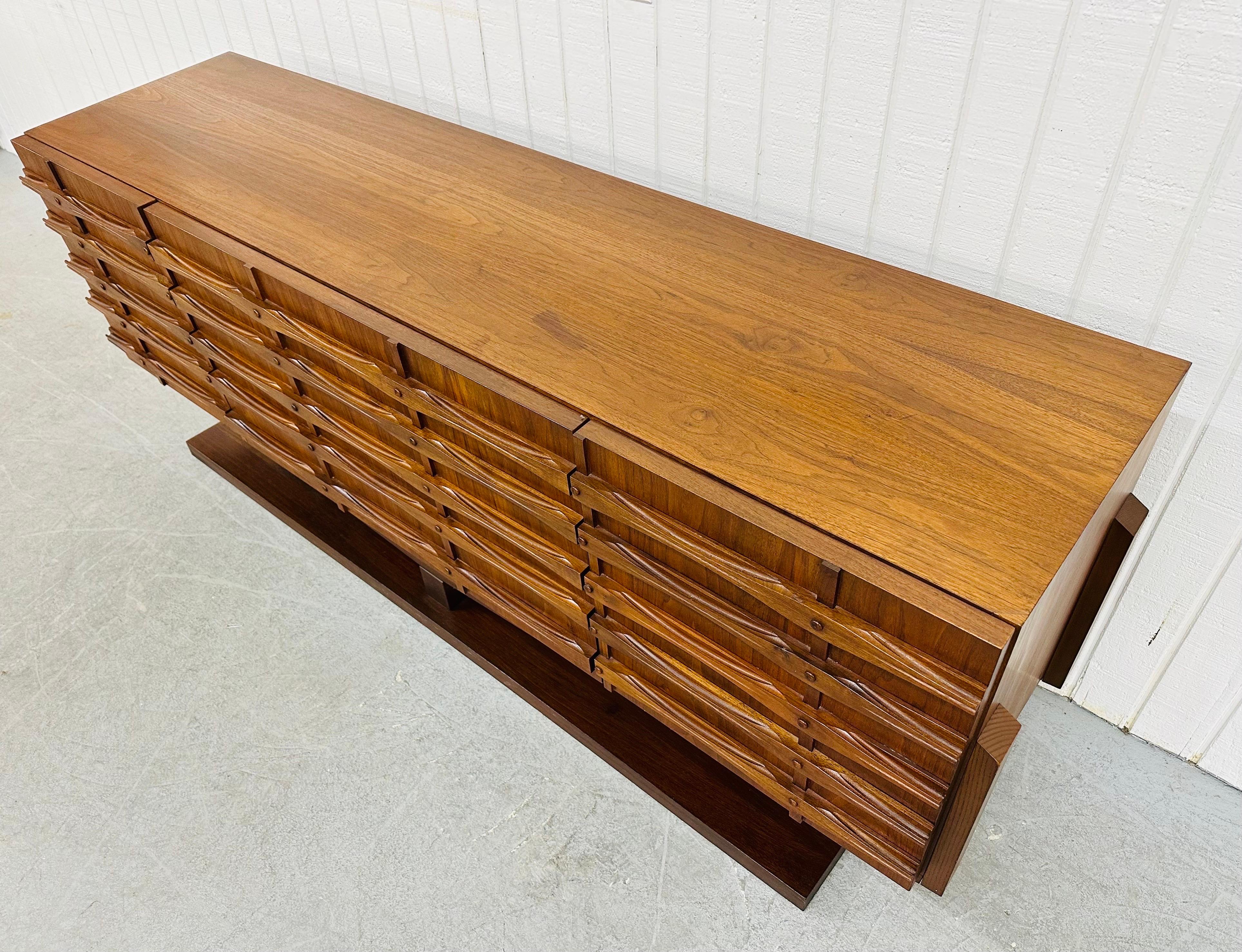 Wood Mid-Century Modern Brutalist 9-Drawer Dresser For Sale