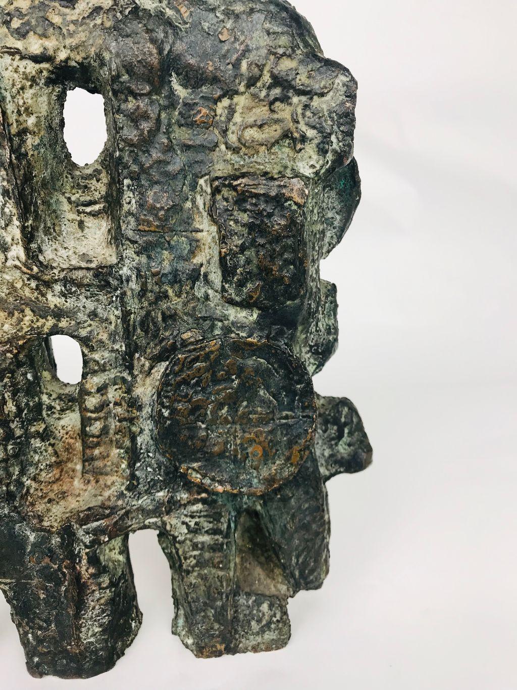 American Mid-Century Modern Brutalist Abstract Bronze Sculpture Oreste Dequel