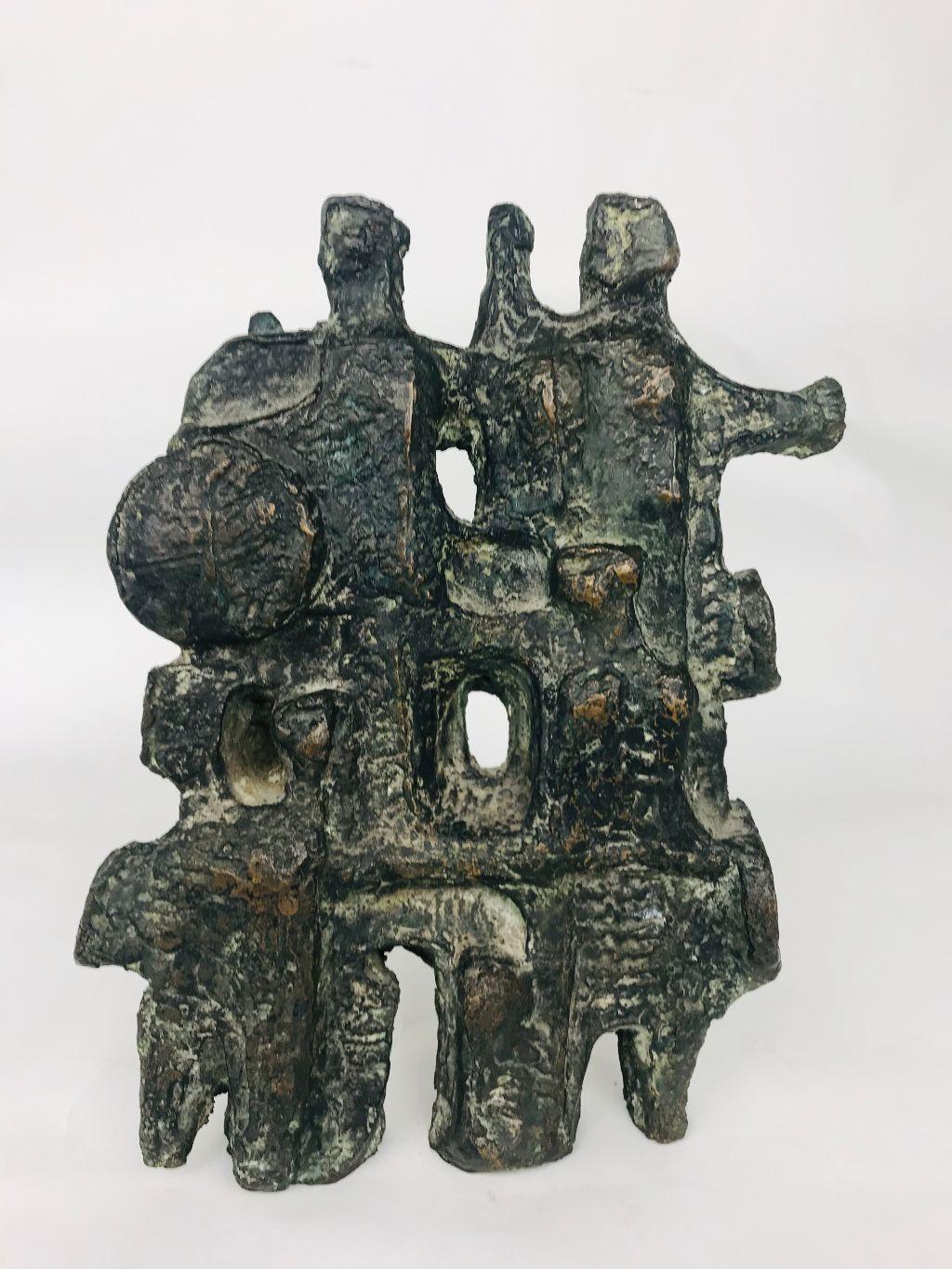 Mid-Century Modern Brutalist Abstract Bronze Sculpture Oreste Dequel 1