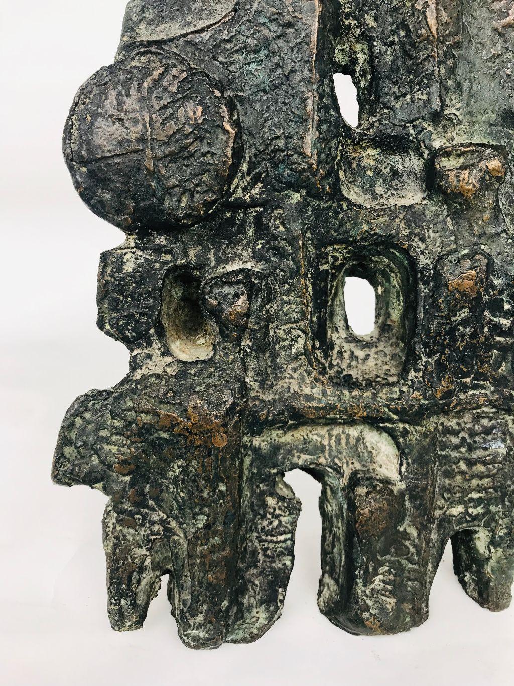 Mid-Century Modern Brutalist Abstract Bronze Sculpture Oreste Dequel 2