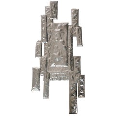 Retro Mid-Century Modern Brutalist Abstract Metal Wall Sculpture after Curtis Jere