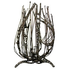 Vintage Mid-Century Modern Brutalist Abstract Metal Wire Table Sculpture, 1960s