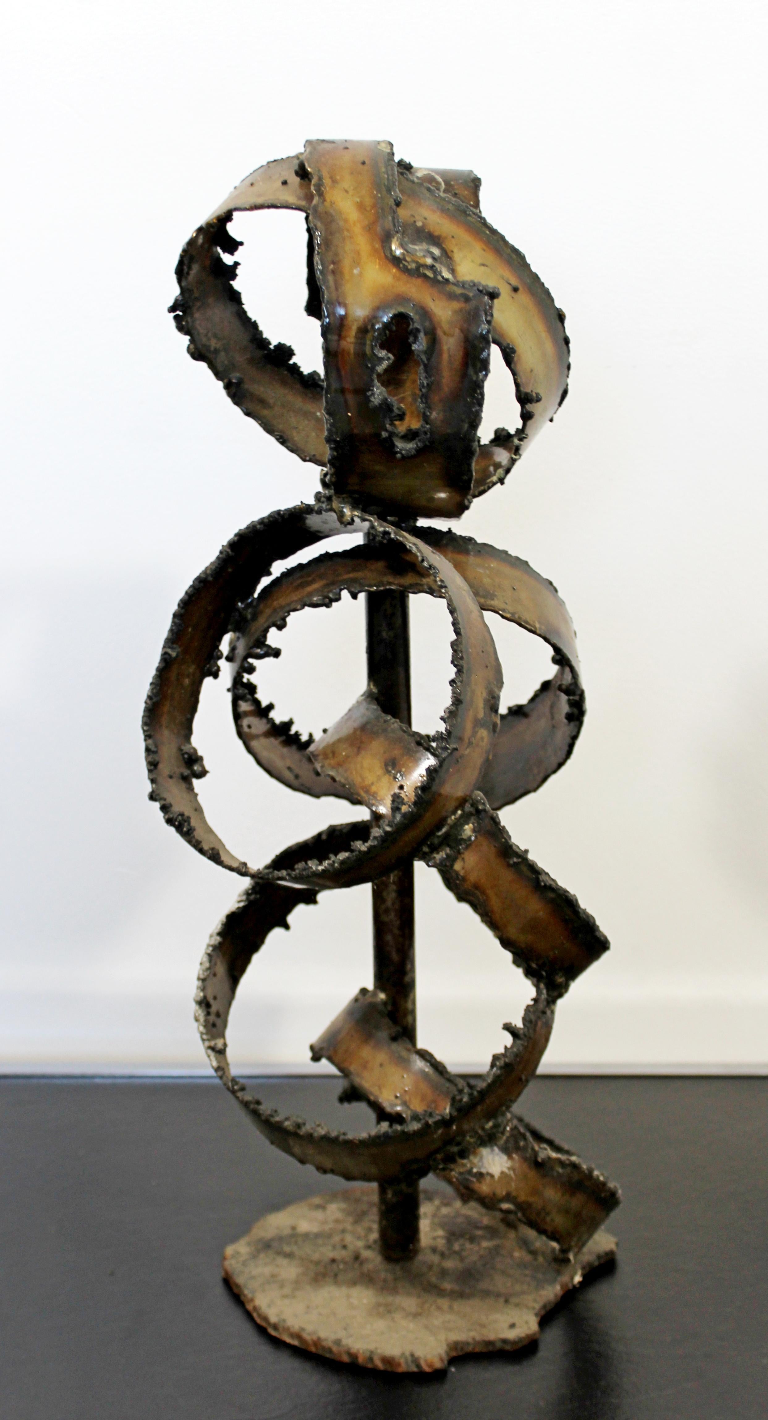 Mid-Century Modern Brutalist Abstract Torched Metal Table Art Sculpture, 1970s In Good Condition In Keego Harbor, MI