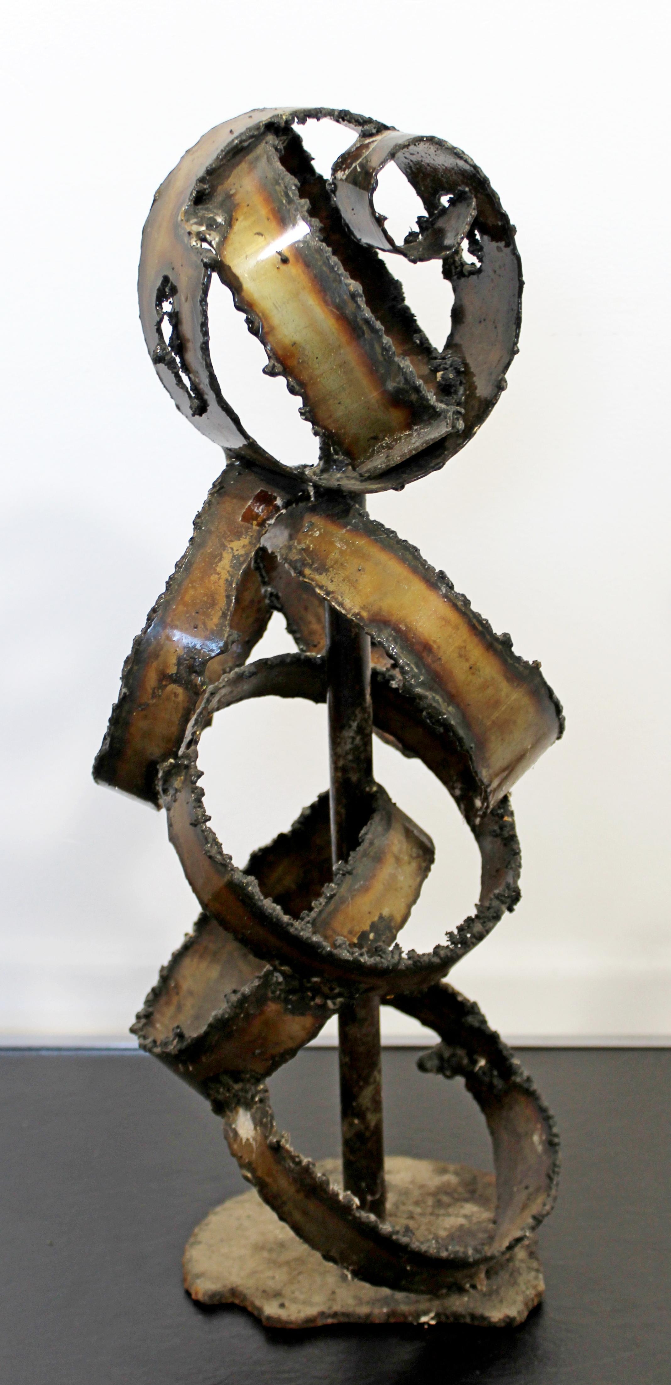 Late 20th Century Mid-Century Modern Brutalist Abstract Torched Metal Table Art Sculpture, 1970s