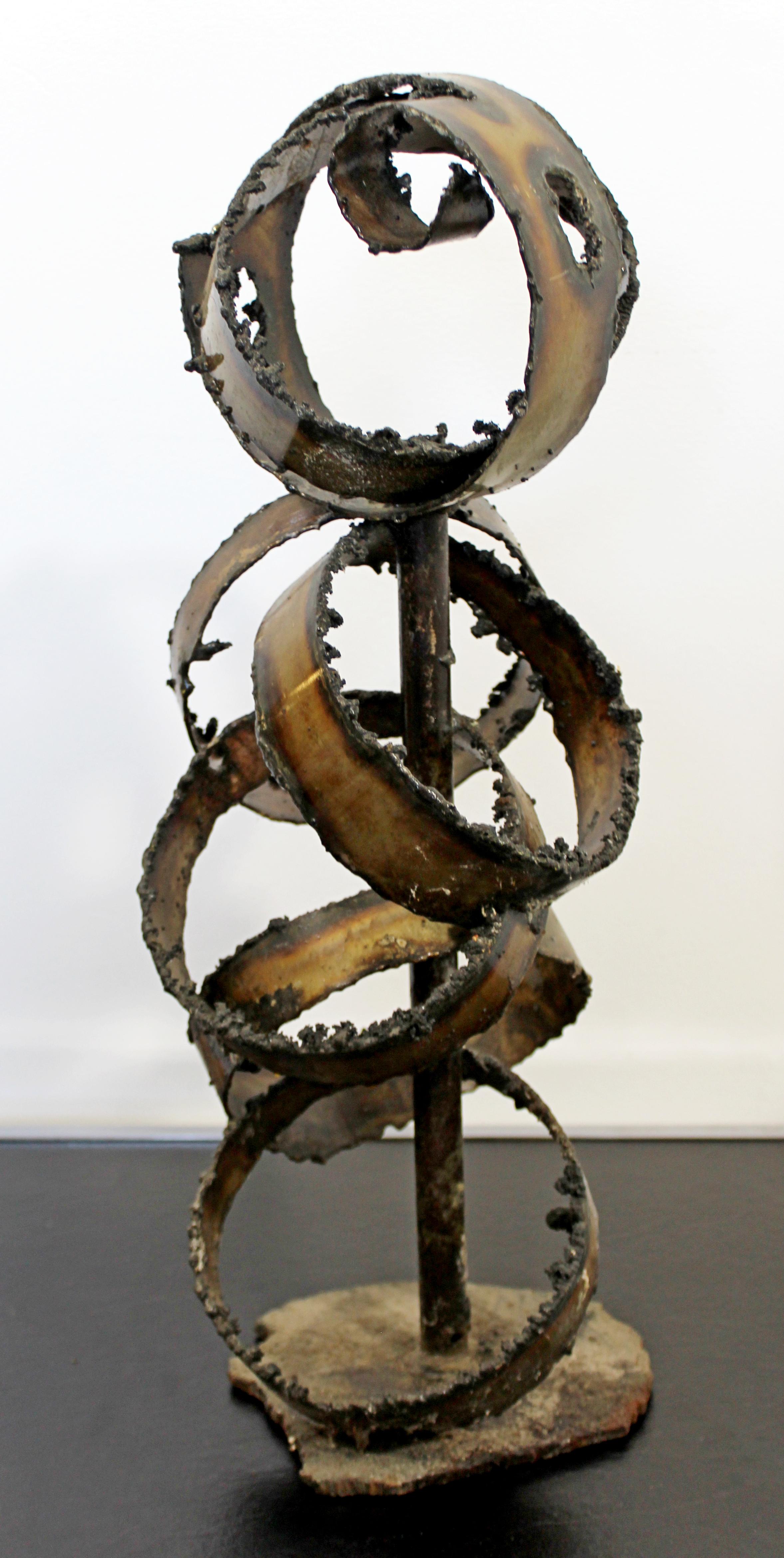 Mid-Century Modern Brutalist Abstract Torched Metal Table Art Sculpture, 1970s 1