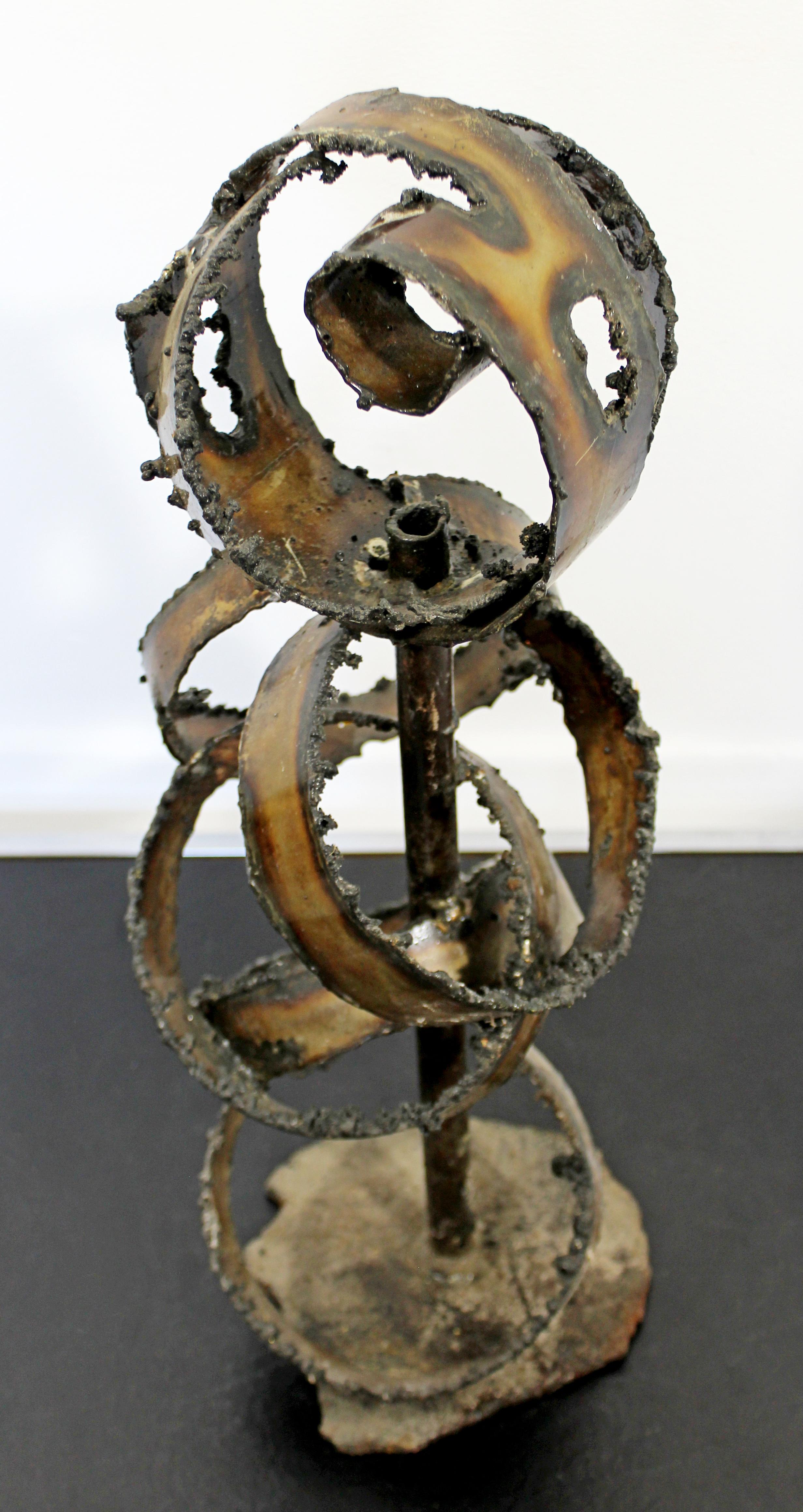 Mid-Century Modern Brutalist Abstract Torched Metal Table Art Sculpture, 1970s 2