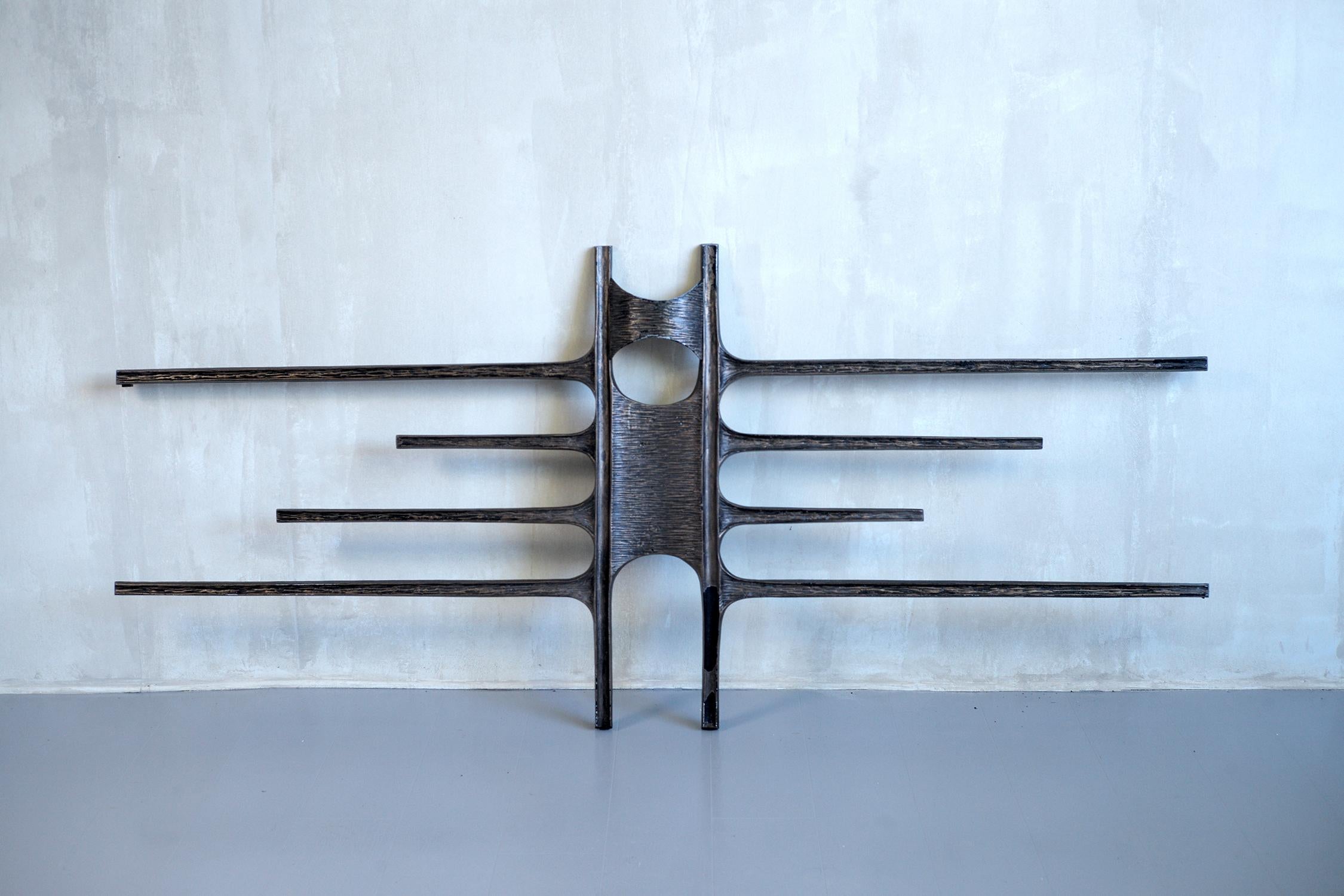 Patinated Mid-Century Modern Brutalist Aluminium Wall-Mounted Sculpture, 1960s For Sale