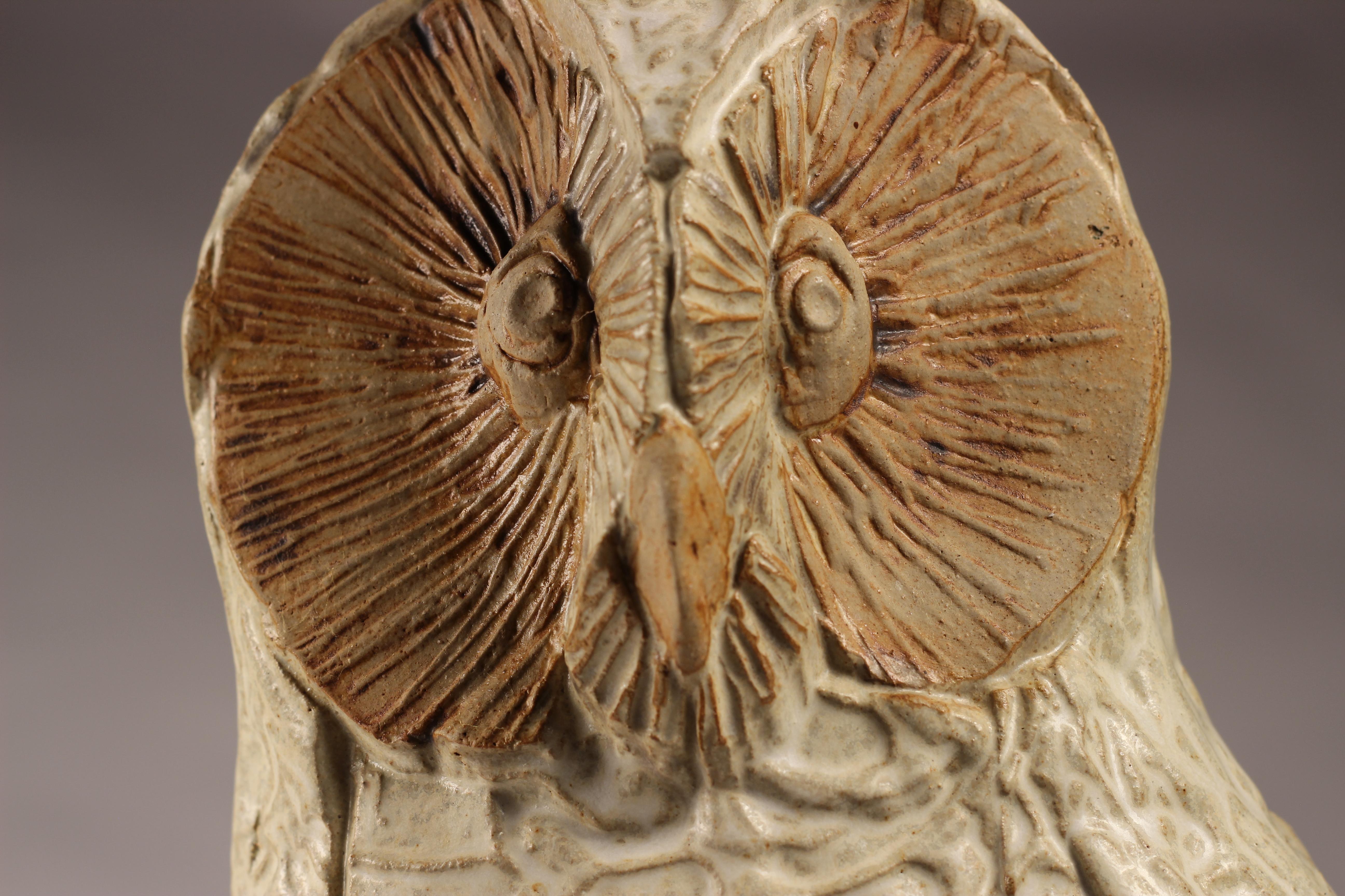 Mid-Century Modern Brutalist Animal Sculpture of a Ceramic Owl by Bernard Rooke 3