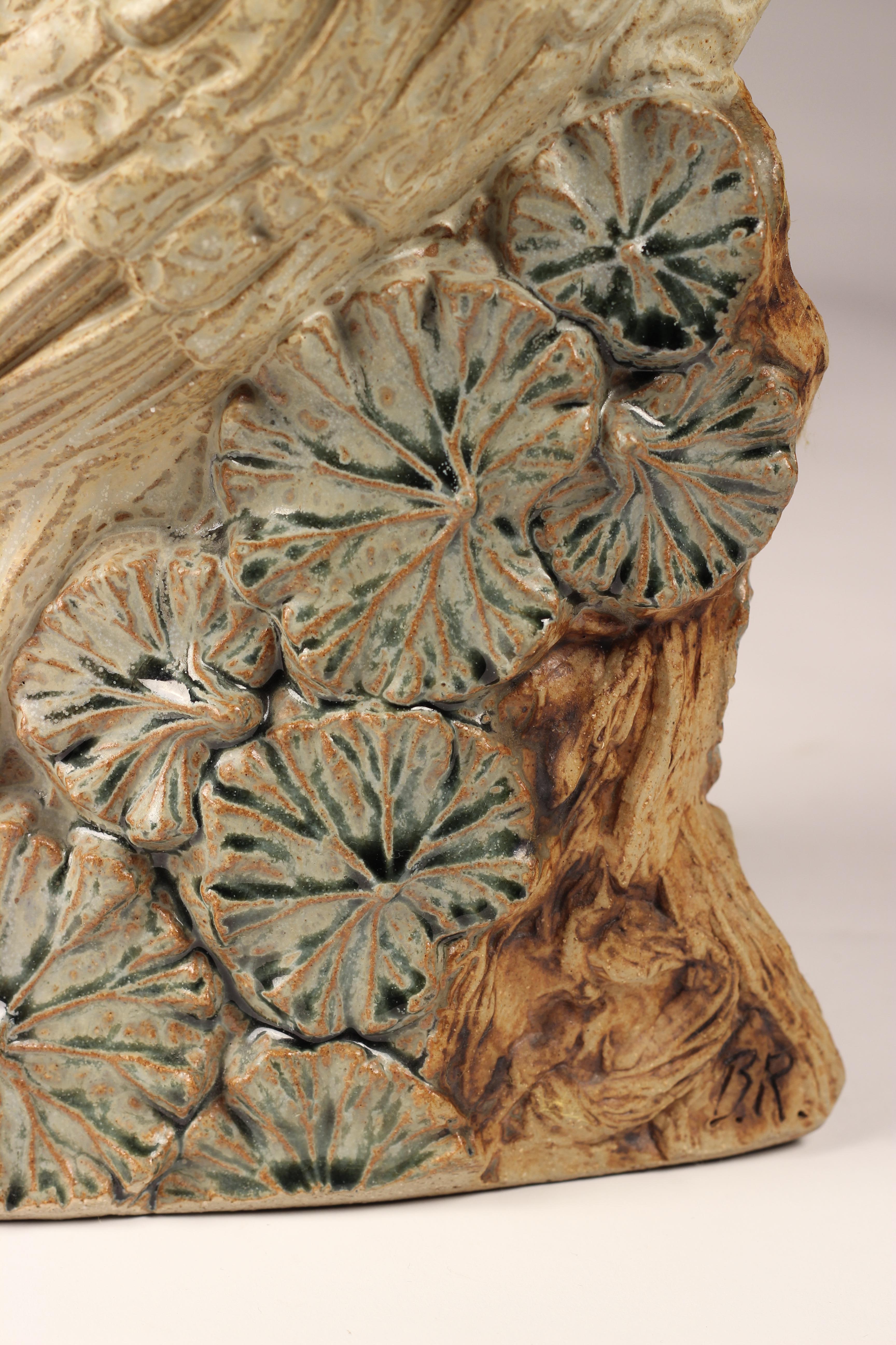 Mid-Century Modern Brutalist Animal Sculpture of a Ceramic Owl by Bernard Rooke 9