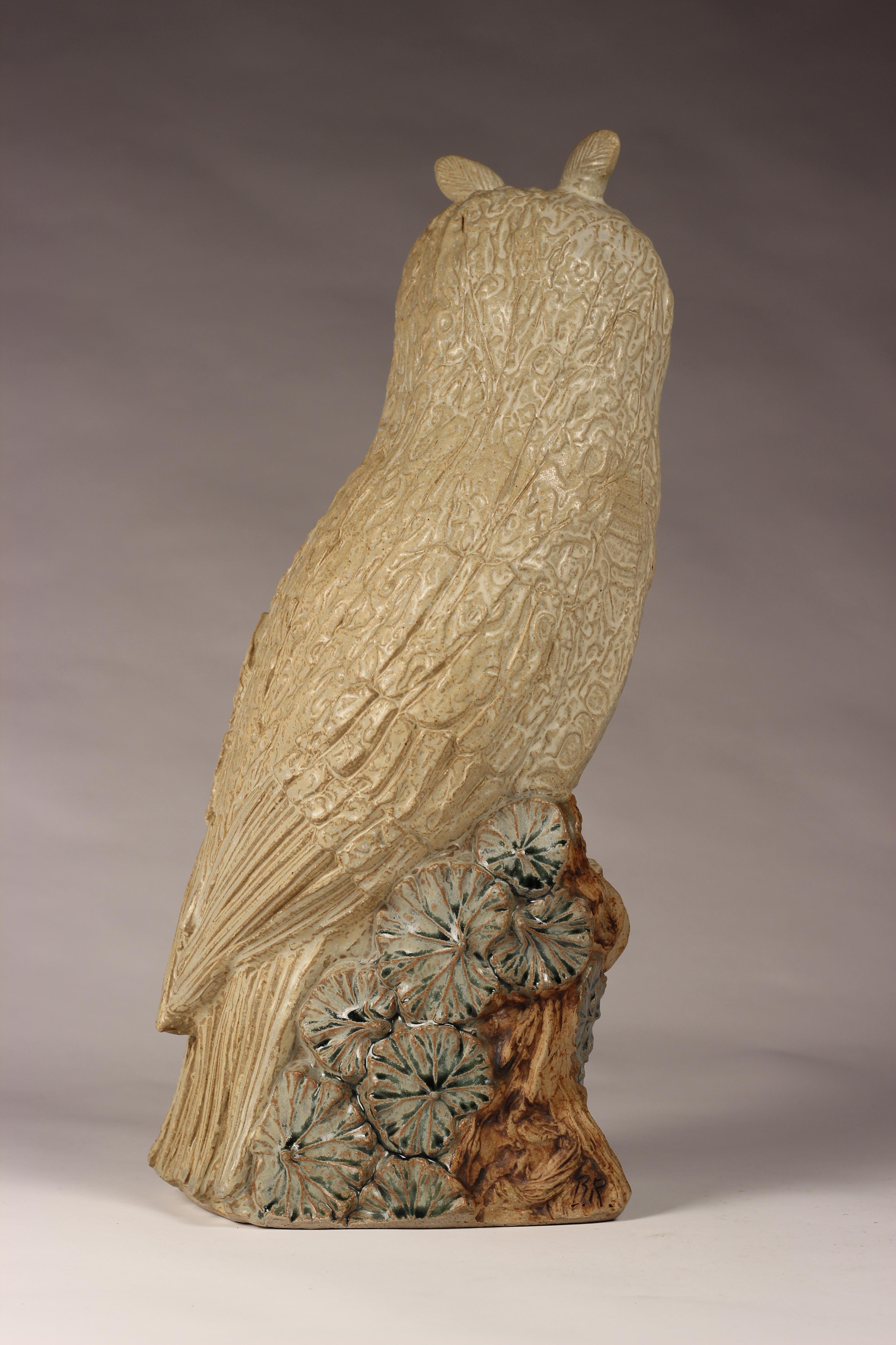 English Mid-Century Modern Brutalist Animal Sculpture of a Ceramic Owl by Bernard Rooke