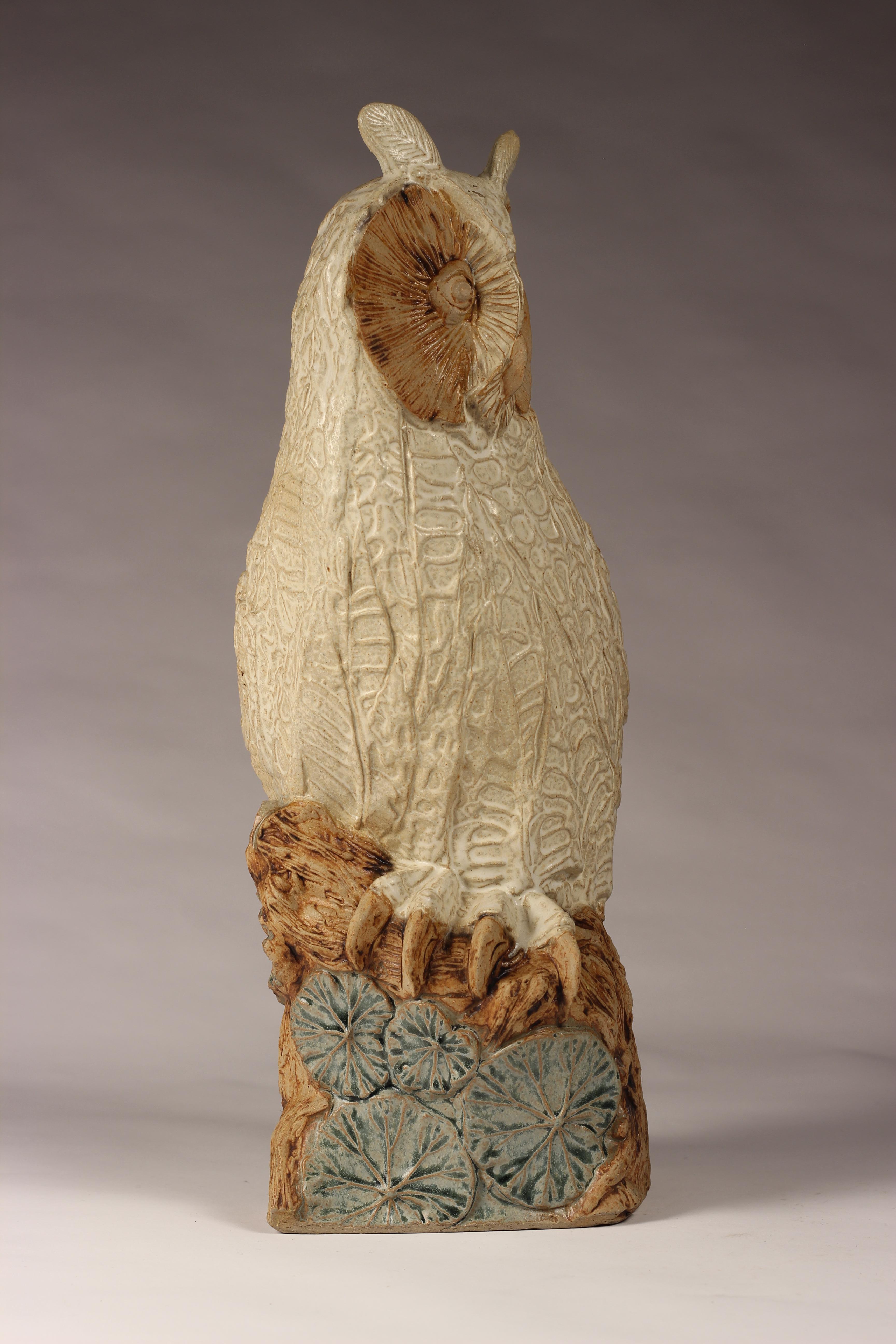 Clay Mid-Century Modern Brutalist Animal Sculpture of a Ceramic Owl by Bernard Rooke