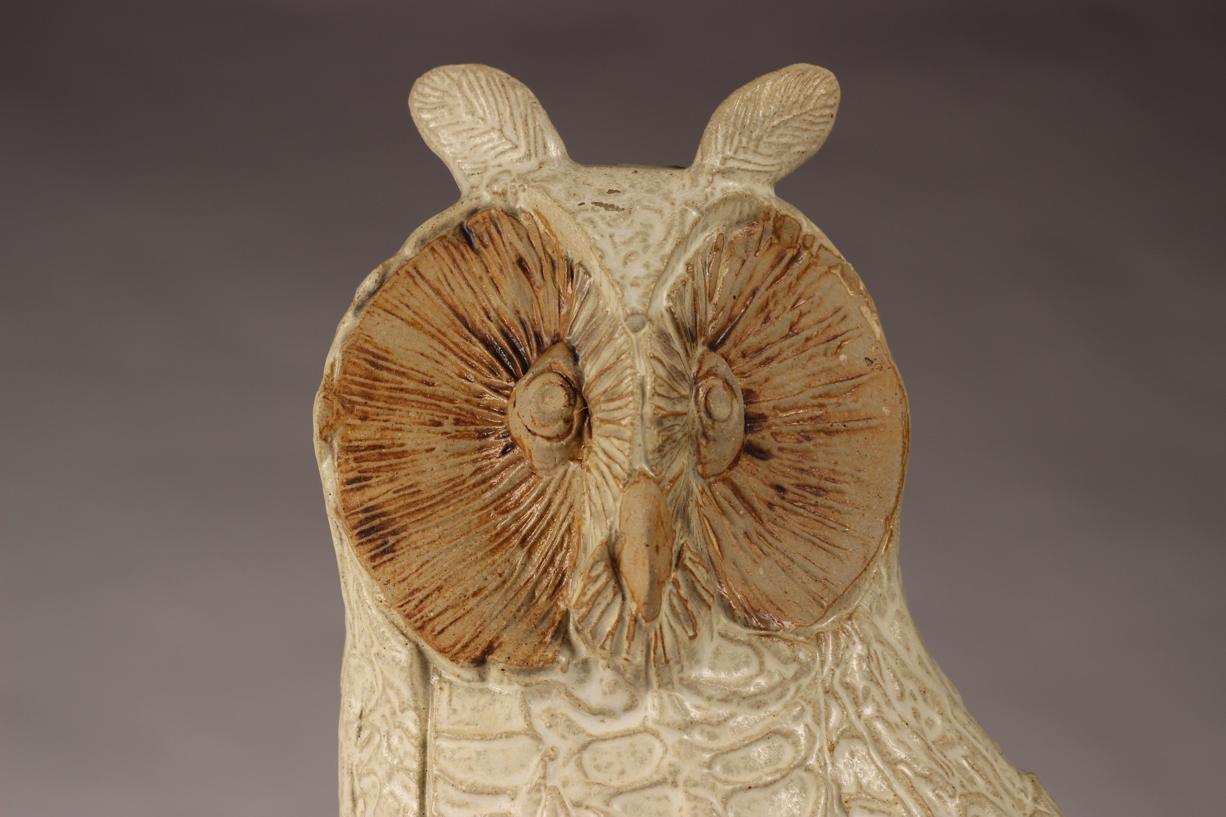 Mid-Century Modern Brutalist Animal Sculpture of a Ceramic Owl by Bernard Rooke 1