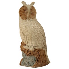 Vintage Mid-Century Modern Brutalist Animal Sculpture of a Ceramic Owl by Bernard Rooke