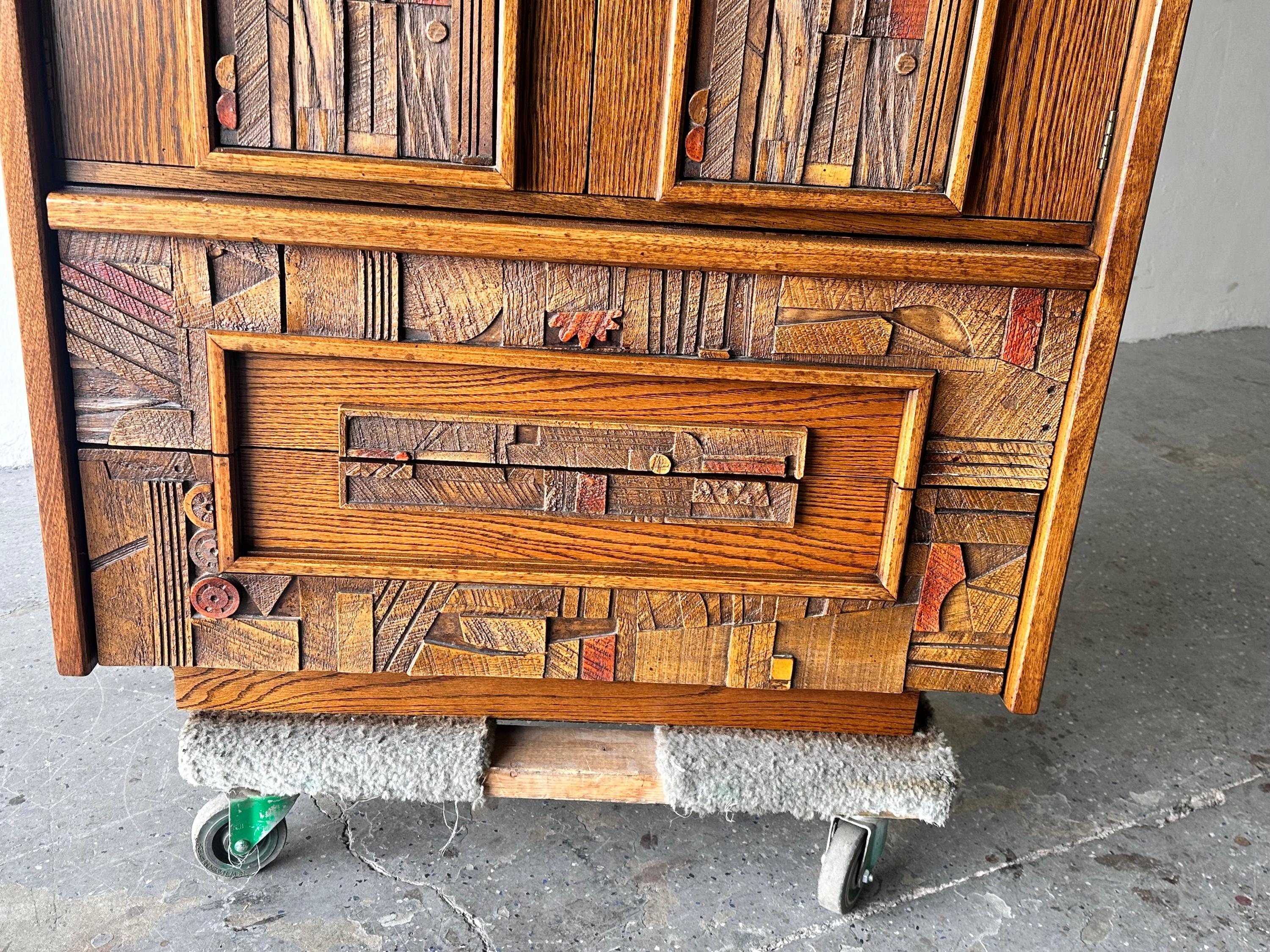 Mid-Century Modern Brutalist Armoire Dresser by Lane “Pueblo Line” For Sale 6
