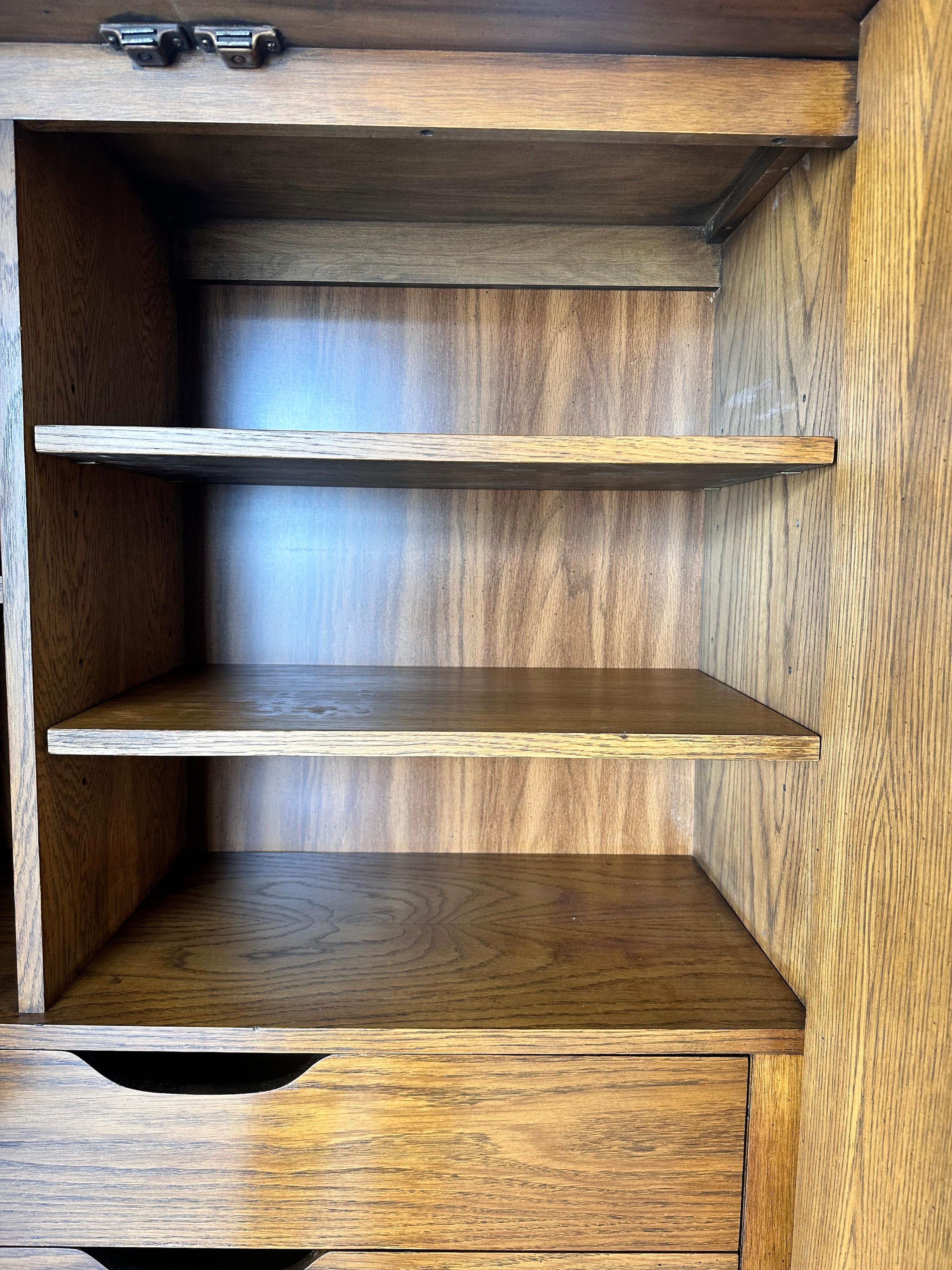Walnut Mid-Century Modern Brutalist Armoire Dresser by Lane “Pueblo Line” For Sale