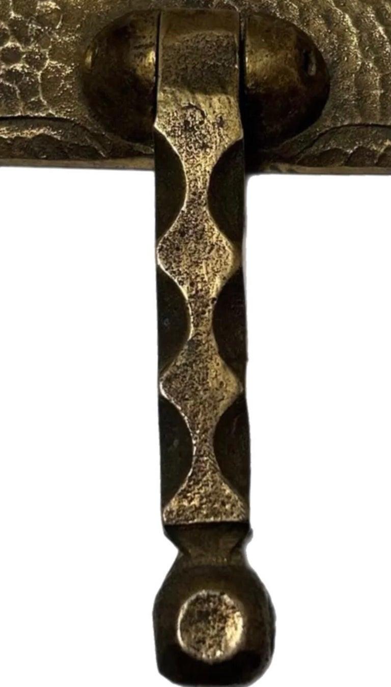 Mid Century Modern Brutalist Artisan Hammered Brass Door Knocker One of a Kind For Sale 5