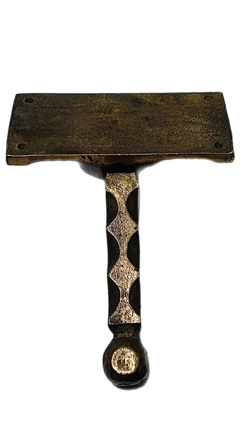 Mid Century Modern Brutalist Artisan Hammered Brass Door Knocker One of a Kind In Good Condition For Sale In St.Petersburg, FL