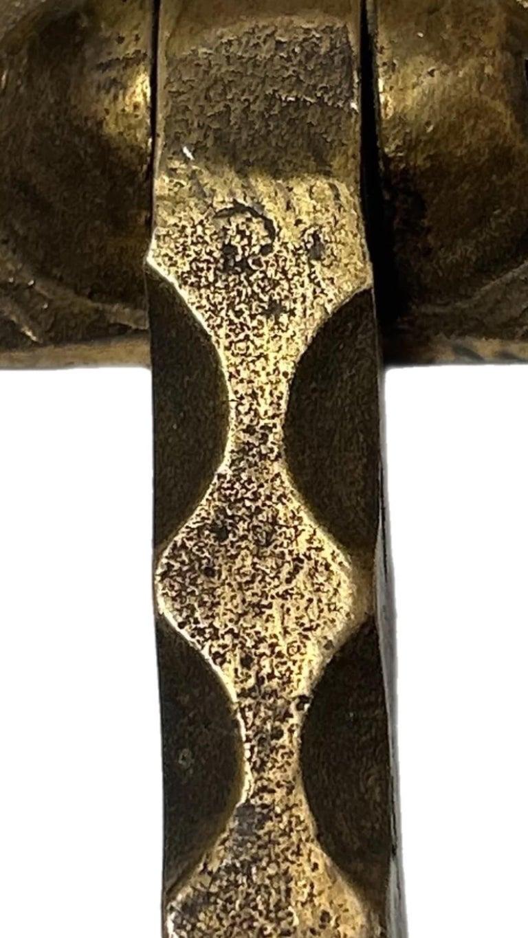 Mid Century Modern Brutalist Artisan Hammered Brass Door Knocker One of a Kind For Sale 1