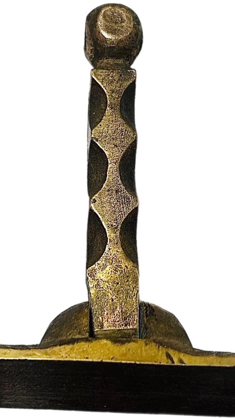 Mid Century Modern Brutalist Artisan Hammered Brass Door Knocker One of a Kind For Sale 3