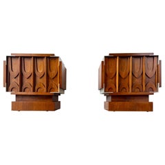 Mid Century Modern Brutalist Brasilia Style Nightstands