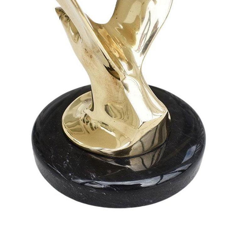 North American Mid-Century Modern Brutalist Brass Eagle Statue on Stone Base after Curtis Jere For Sale