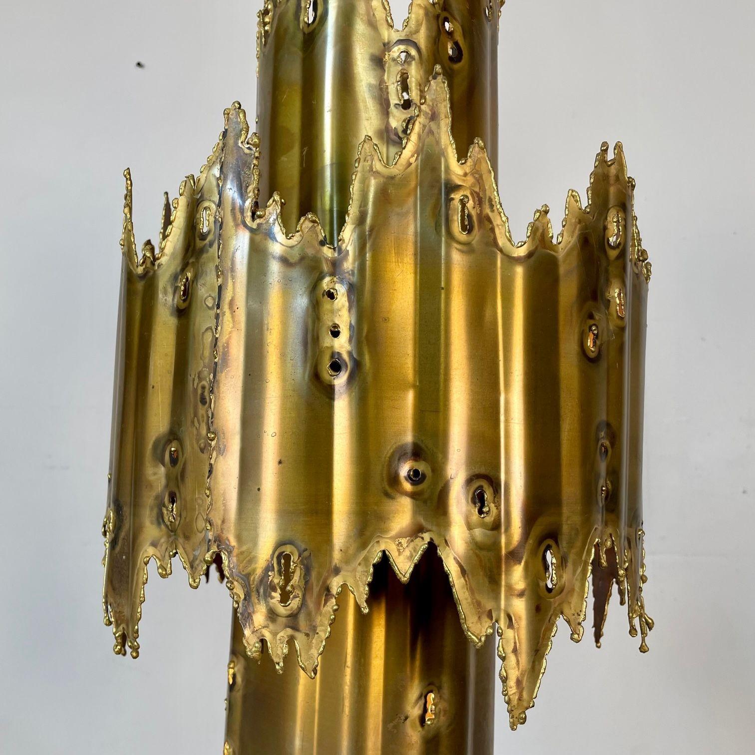 Mid-Century Modern Brutalist Brass Pendant/Chandelier by Tom Greene for Feldman 6