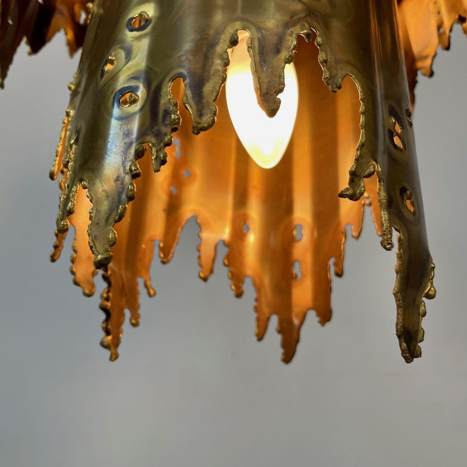 Mid-Century Modern Brutalist Brass Pendant/Chandelier by Tom Greene for Feldman 3