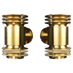 Vintage Mid-Century Modern Brutalist Brass Wall Sconce, Prague 1960s