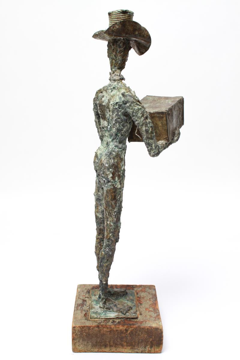 20th Century Mid-Century Modern Brutalist Bronze Cowboy Sculpture
