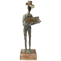 Mid-Century Modern Brutalist Bronze Cowboy Sculpture