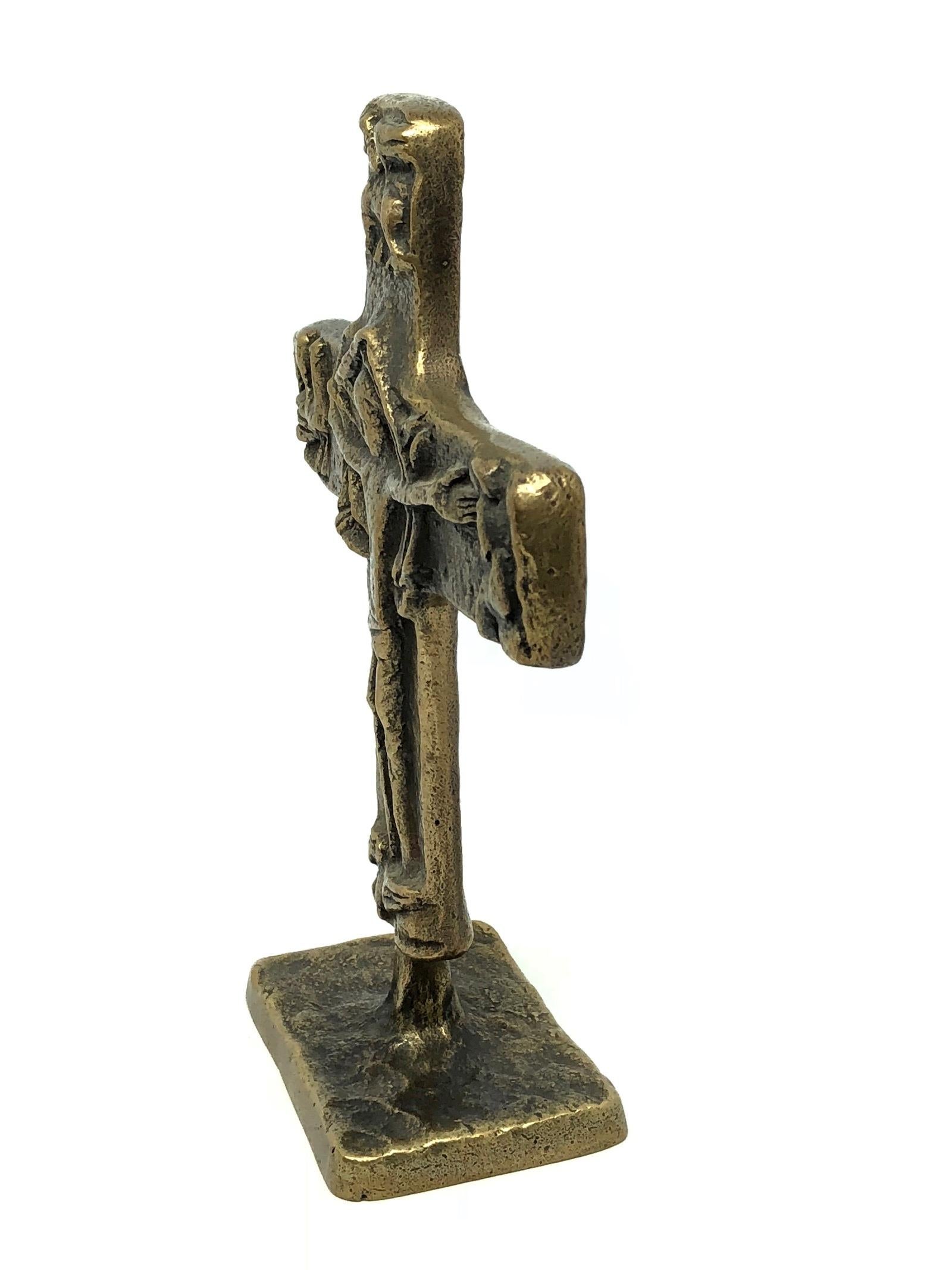 Mid-Century Modern Brutalist 1970s German bronze sculpture. Found at an estate sale in Nuremberg, Germany. It is not marked, attributed to Egino Weinert. 
Egino-Günter Weinert was born on 03/03/1920 as Franz-Stanislaus-Günter Przybilski in Berlin
