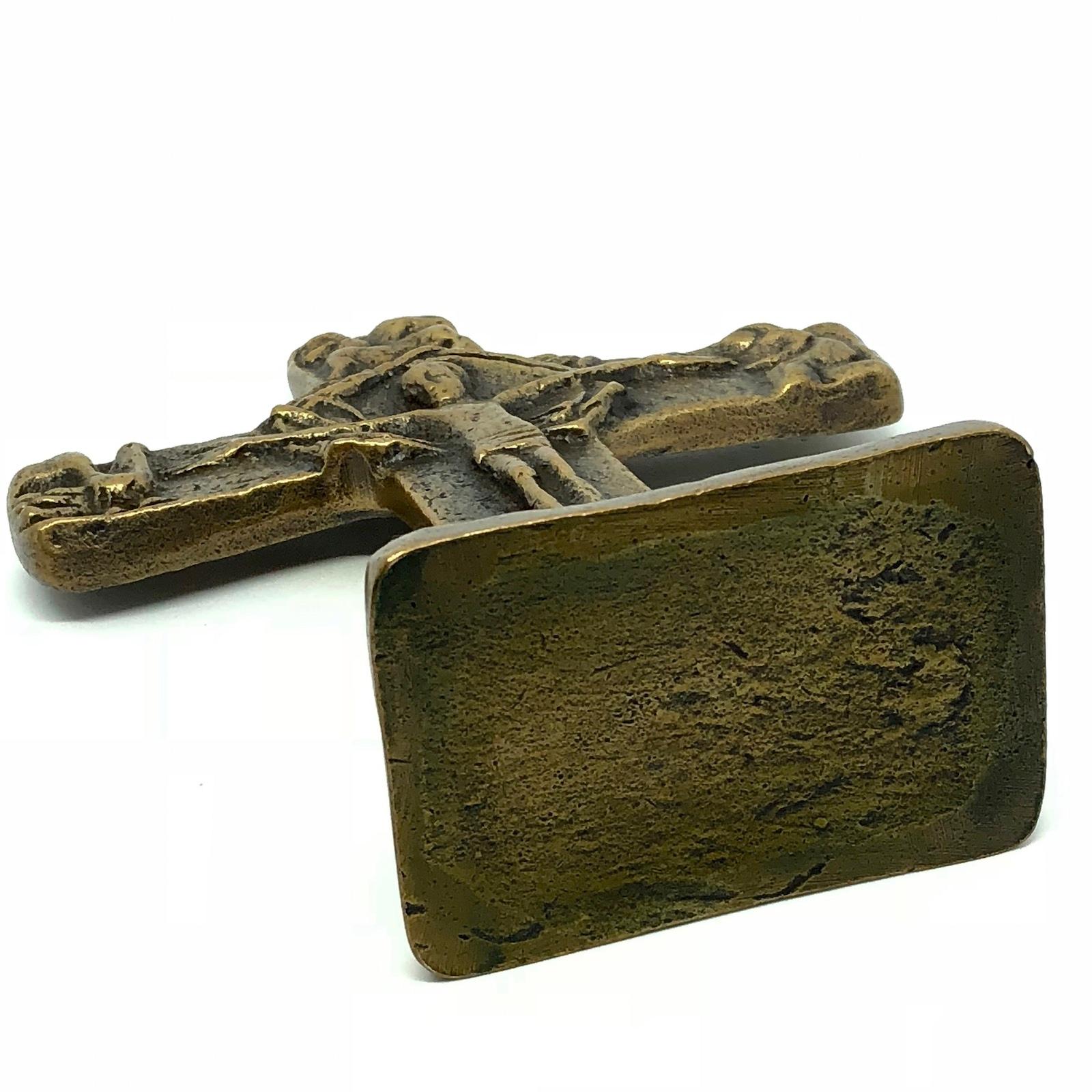 Mid-Century Modern Brutalist Bronze Kruzifix Kreuz Stehend Skulptur (Deutsch)