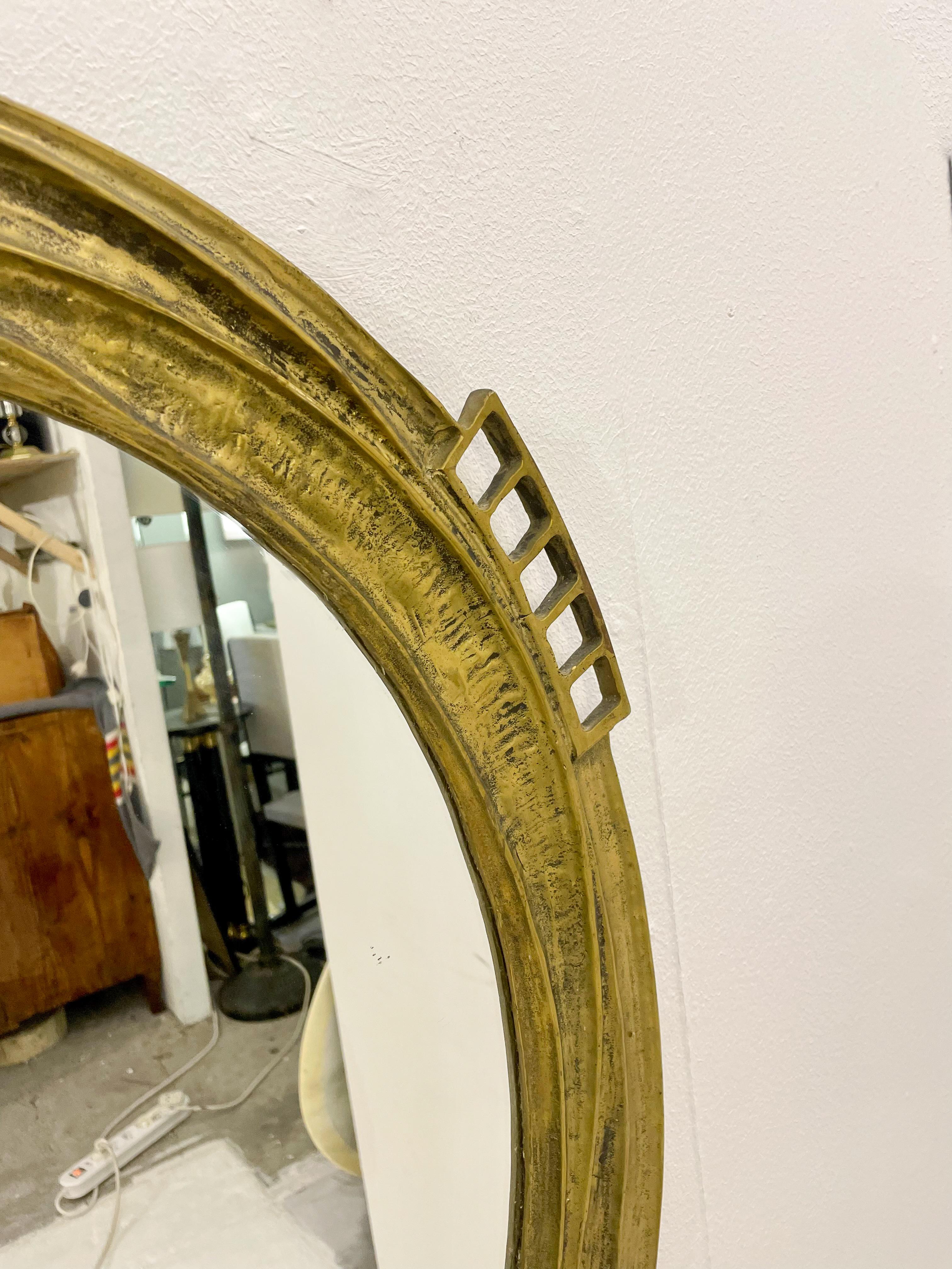 Mid-Century Modern Brutalist Bronze Lightning Mirror, Italy, 1960s In Good Condition In Brussels, BE